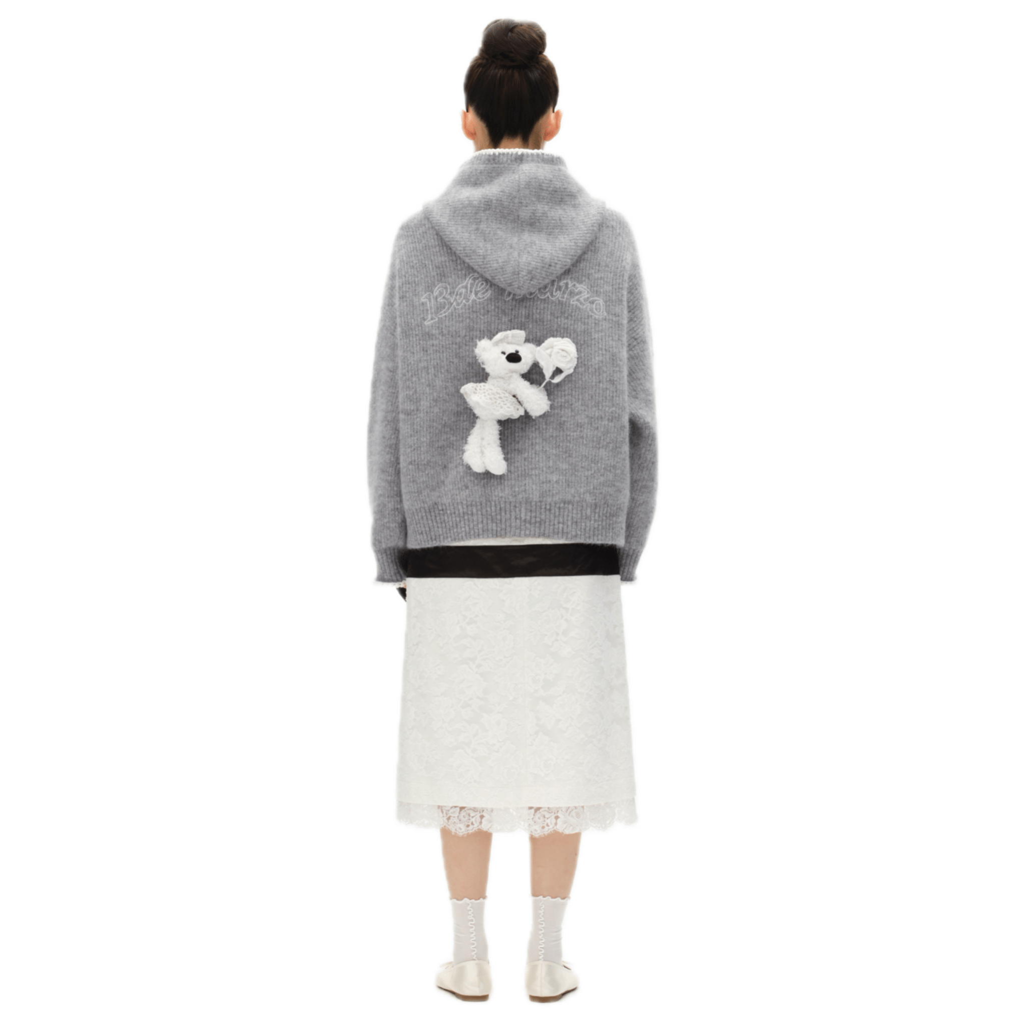 13DE MARZO Reverie by Caroline Hú Collaboration Knit Hoodie in Grey | MADAX