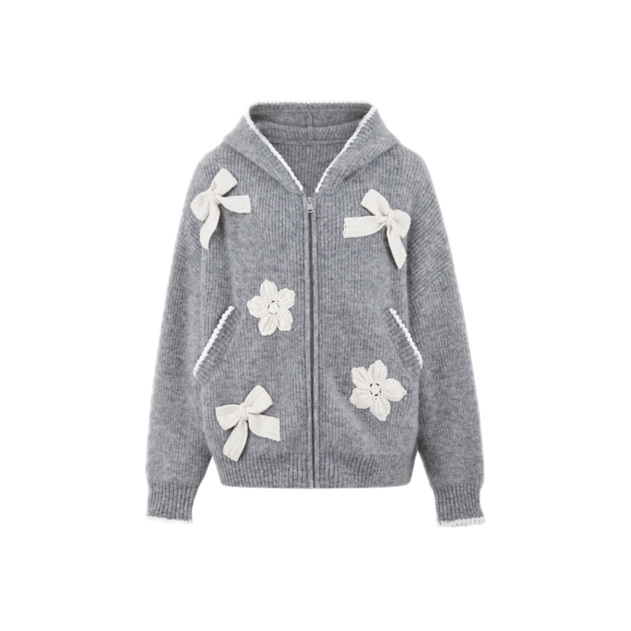13DE MARZO Reverie by Caroline Hú Collaboration Knit Hoodie in Grey | MADAX