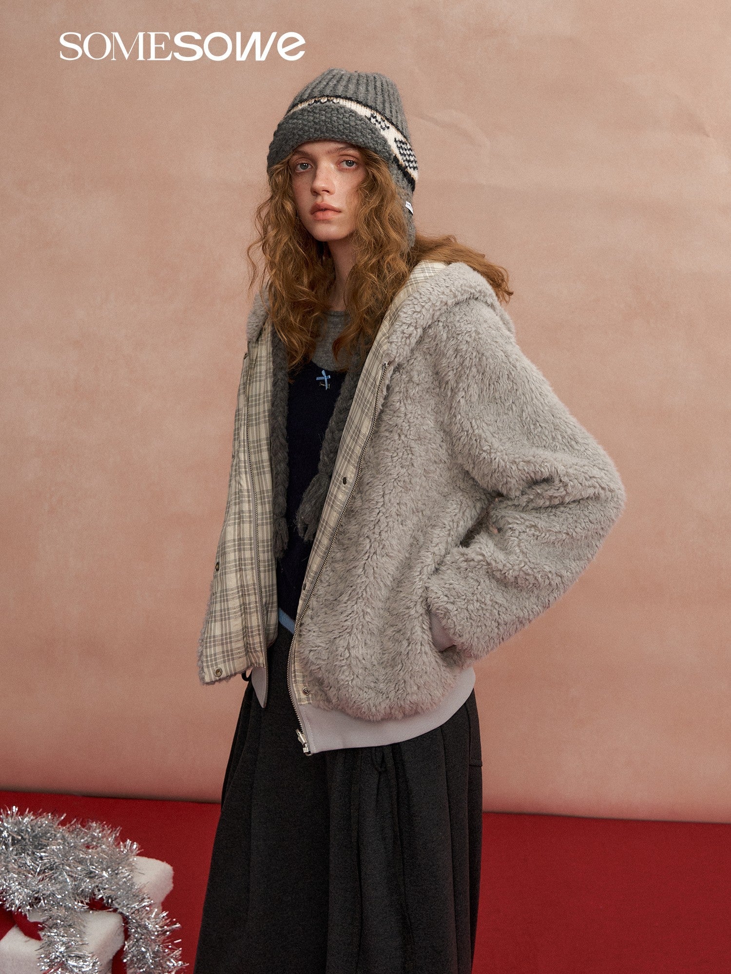 SOMESOWE Reversible Hooded Fleece Jacket In Grey | MADAX