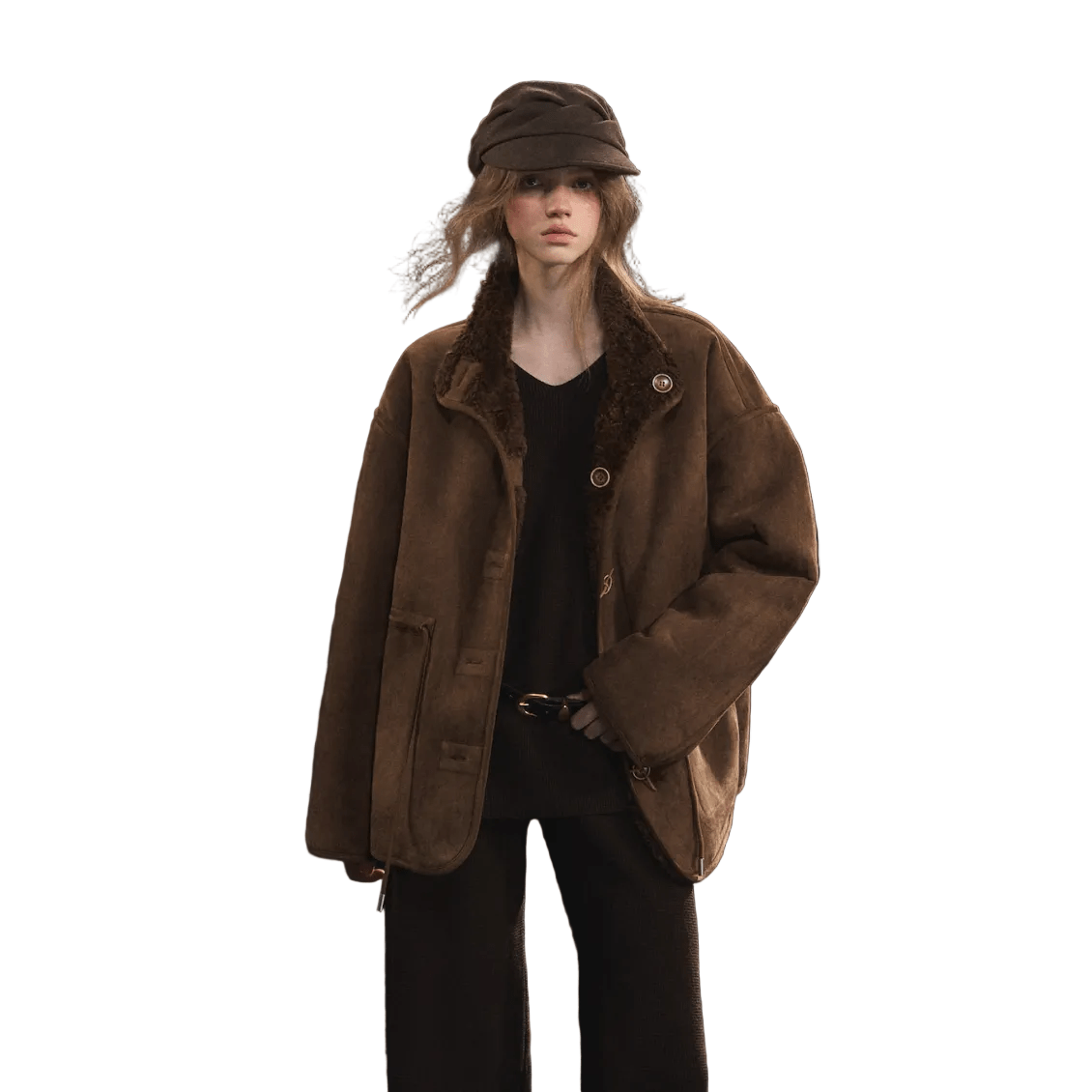 SOMESOWE Reversible Lambswool Coat In Brown | MADAX