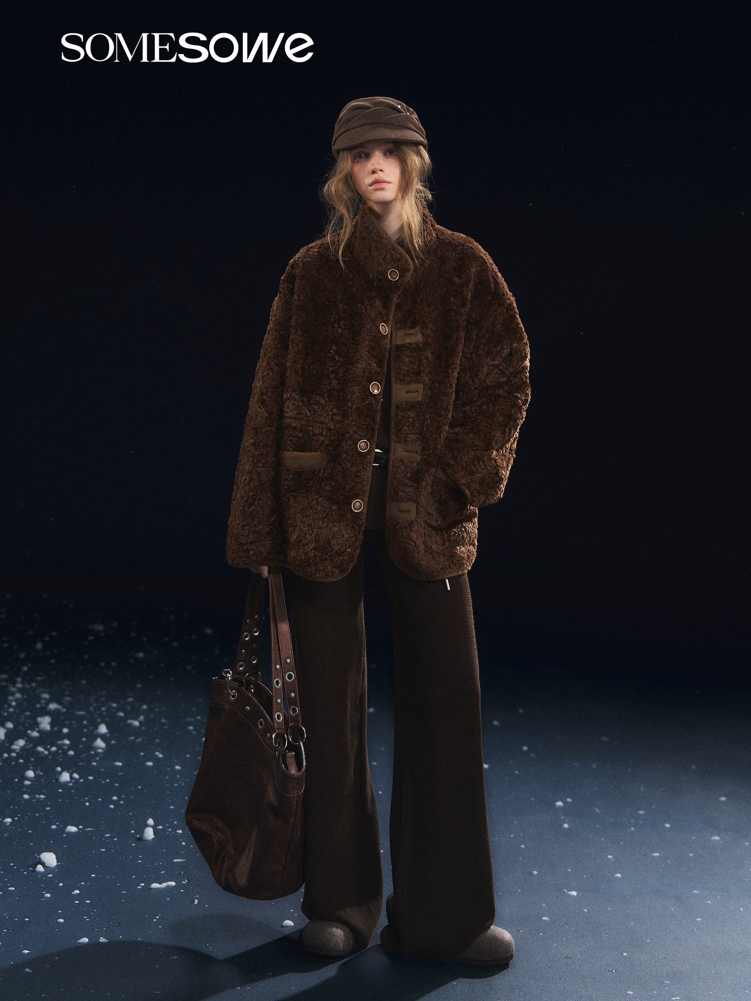 SOMESOWE Reversible Lambswool Coat In Brown | MADAX