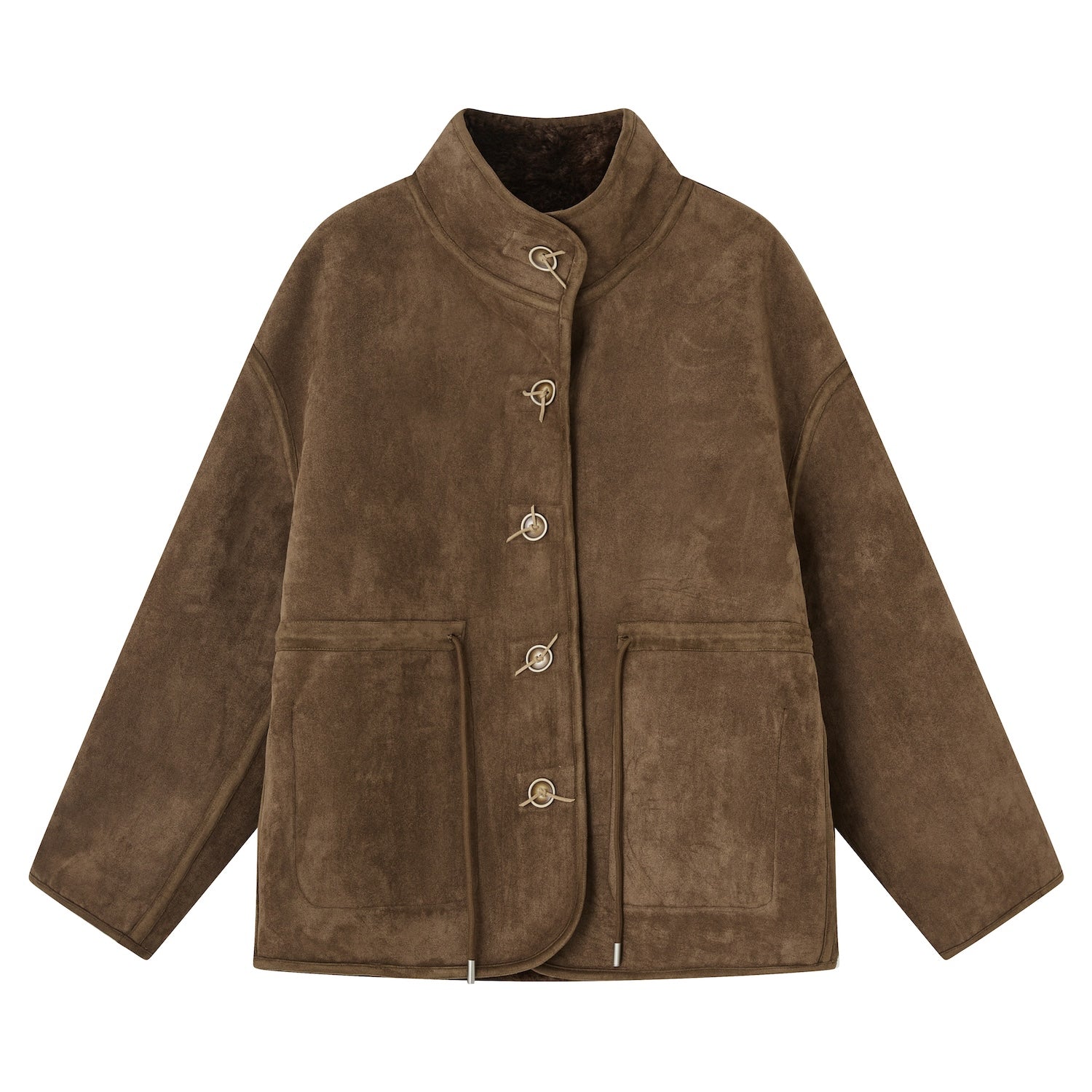 SOMESOWE Reversible Lambswool Coat In Brown | MADAX