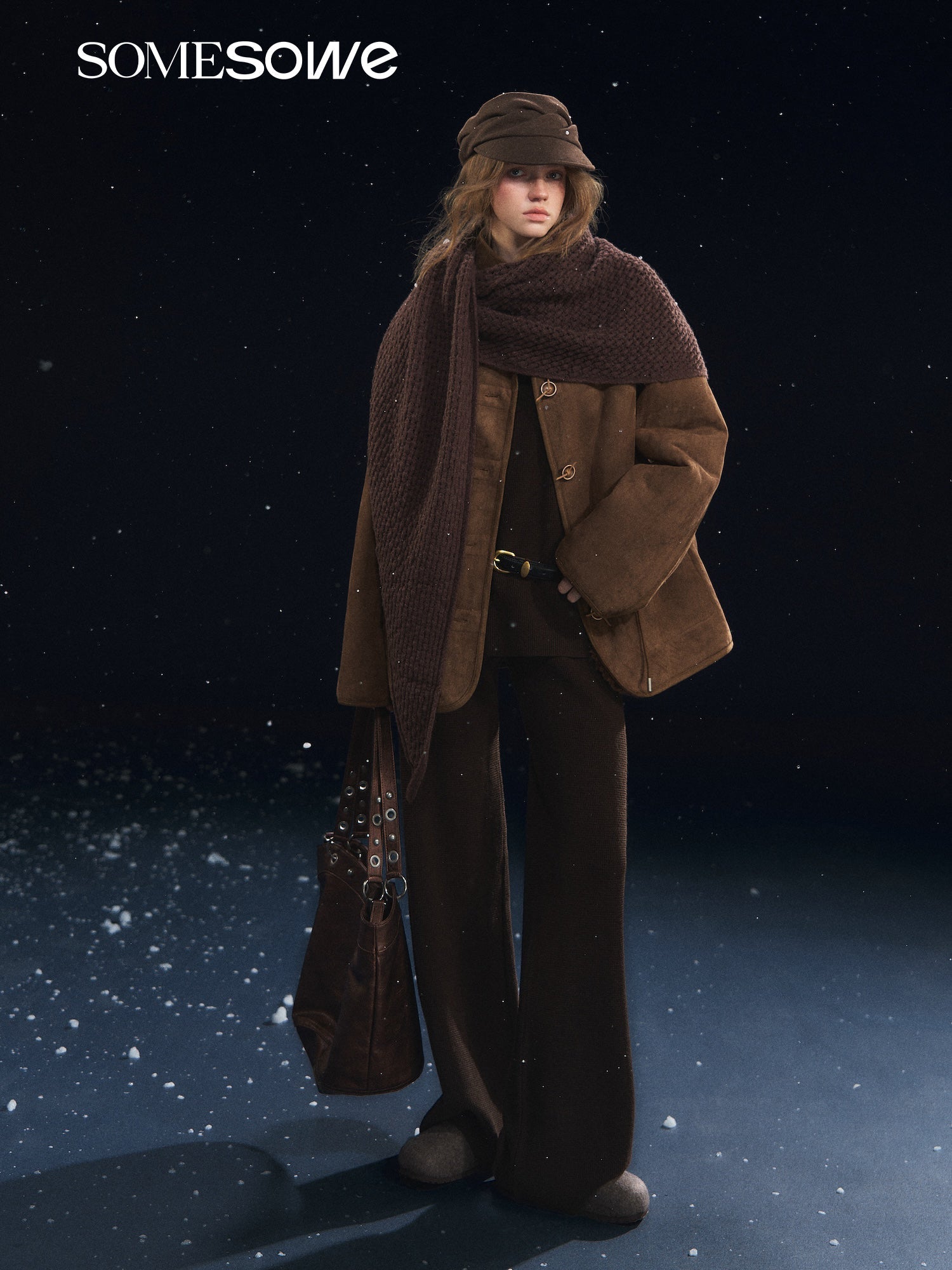 SOMESOWE Reversible Lambswool Coat In Brown | MADAX