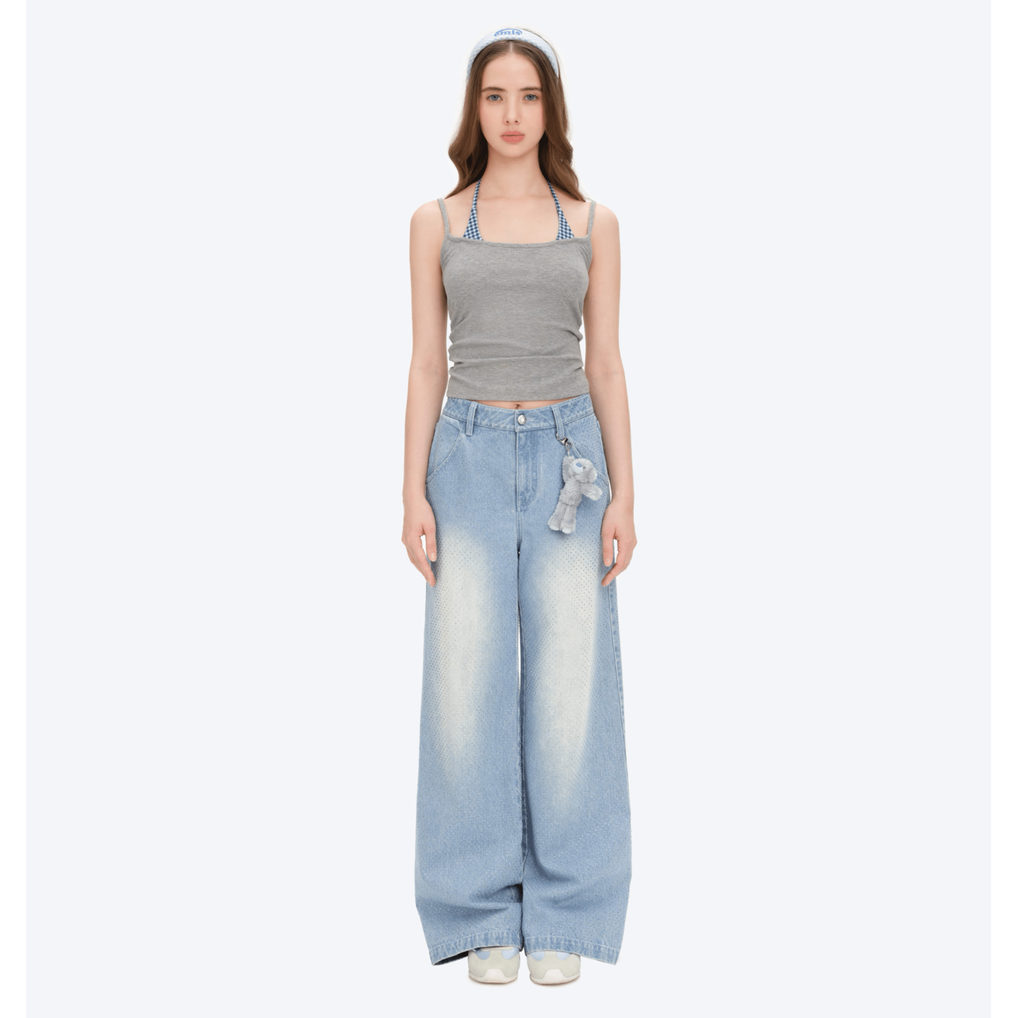 13DE MARZO Rhinestone Jeans in Blue | MADAX