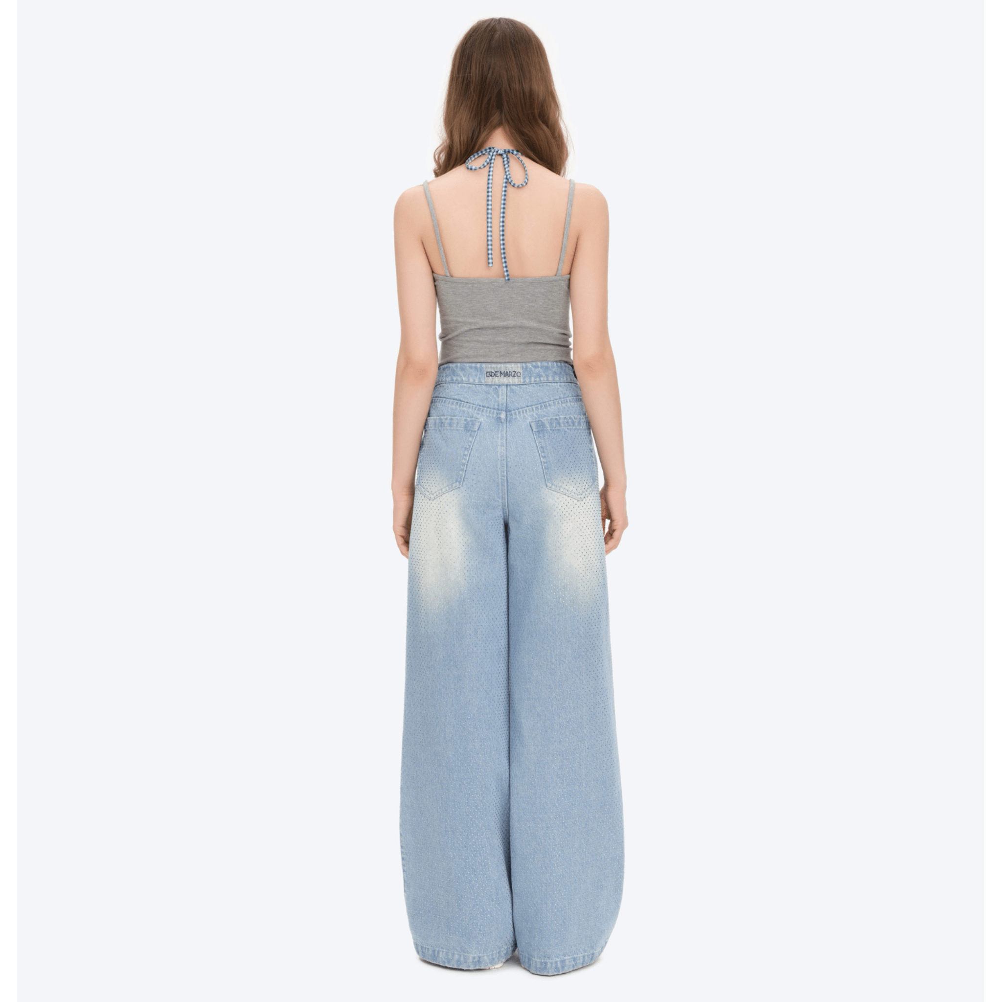 13DE MARZO Rhinestone Jeans in Blue | MADAX