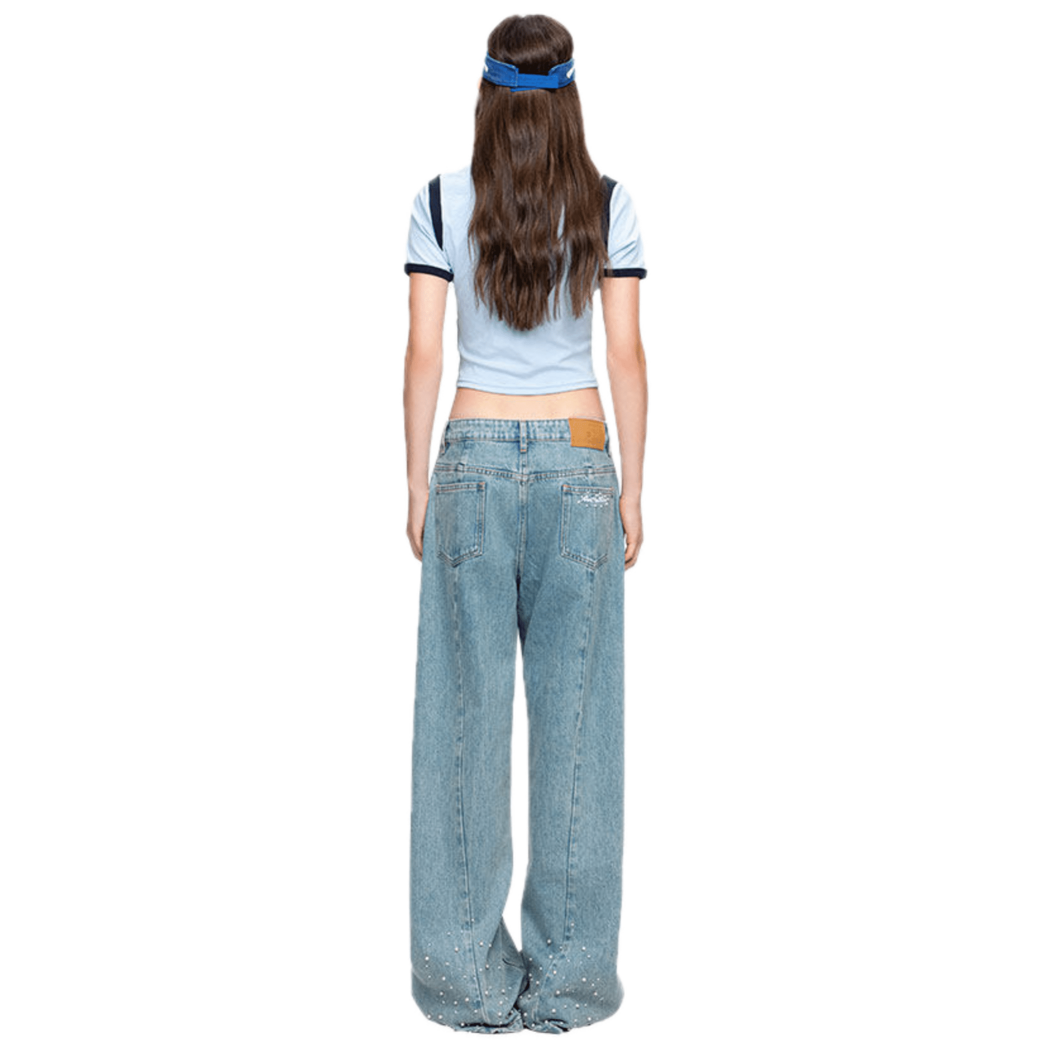 ANN ANDELMAN Rhinestone Pearl Jeans in Blue | MADAX