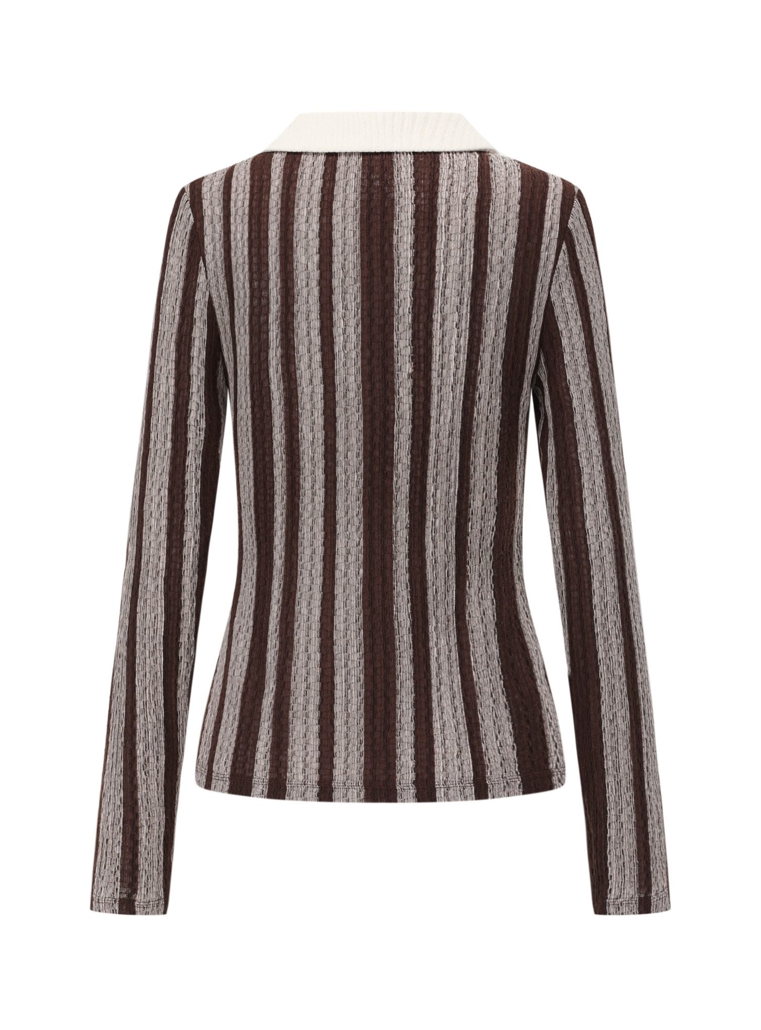 Alexia Sandra Rib - Knit Stripe Shirt in Brown | MADA IN CHINA