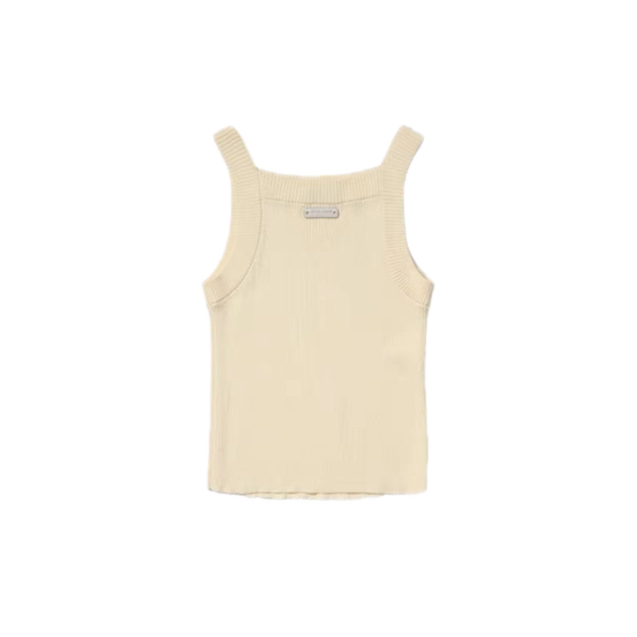 CPLUS SERIES Rib Knit Vest with Square Neck in Off-white | MADA IN CHINA