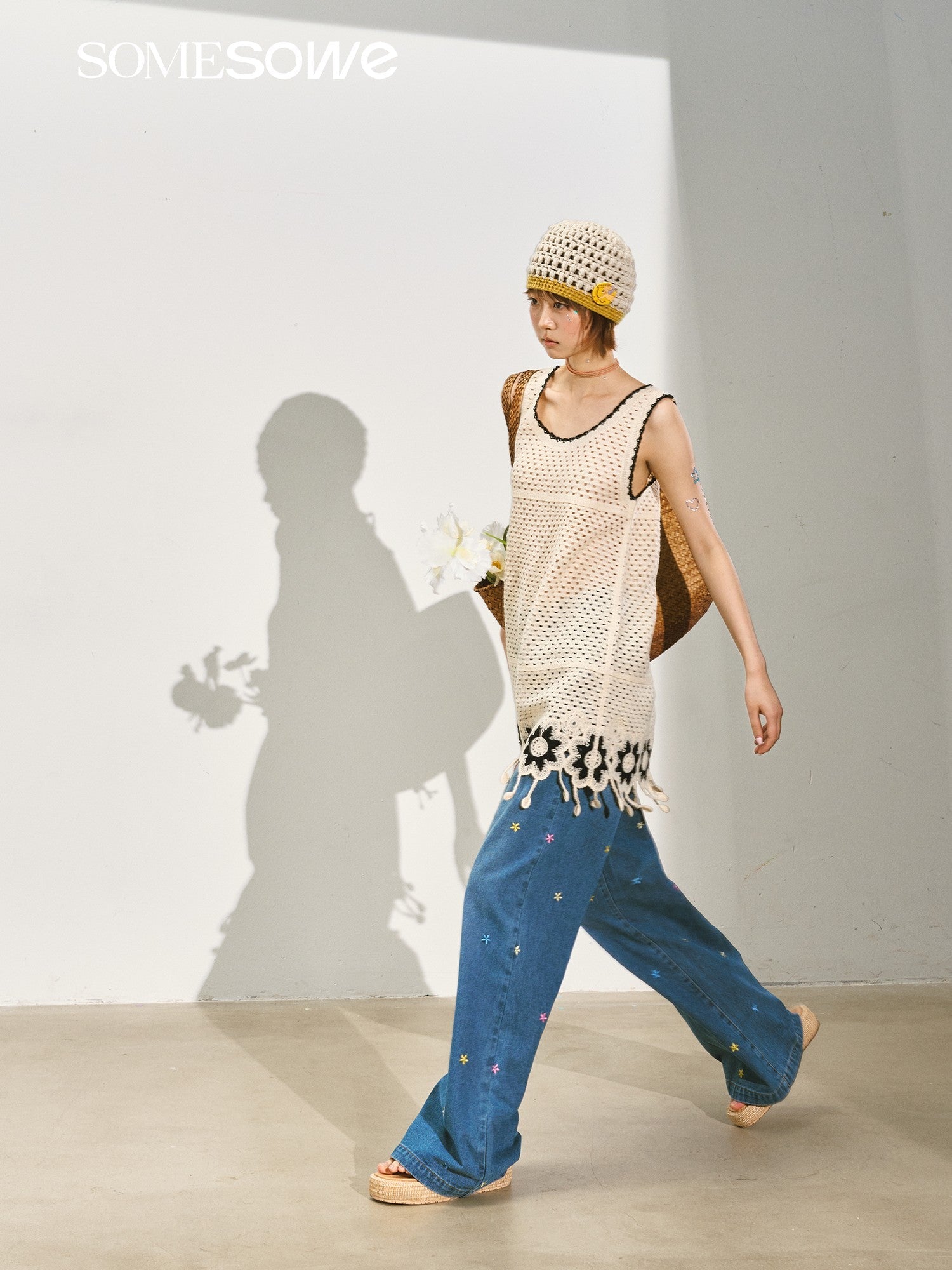 SOMESOWE Ribbed Vest Dress In Beige | MADAX