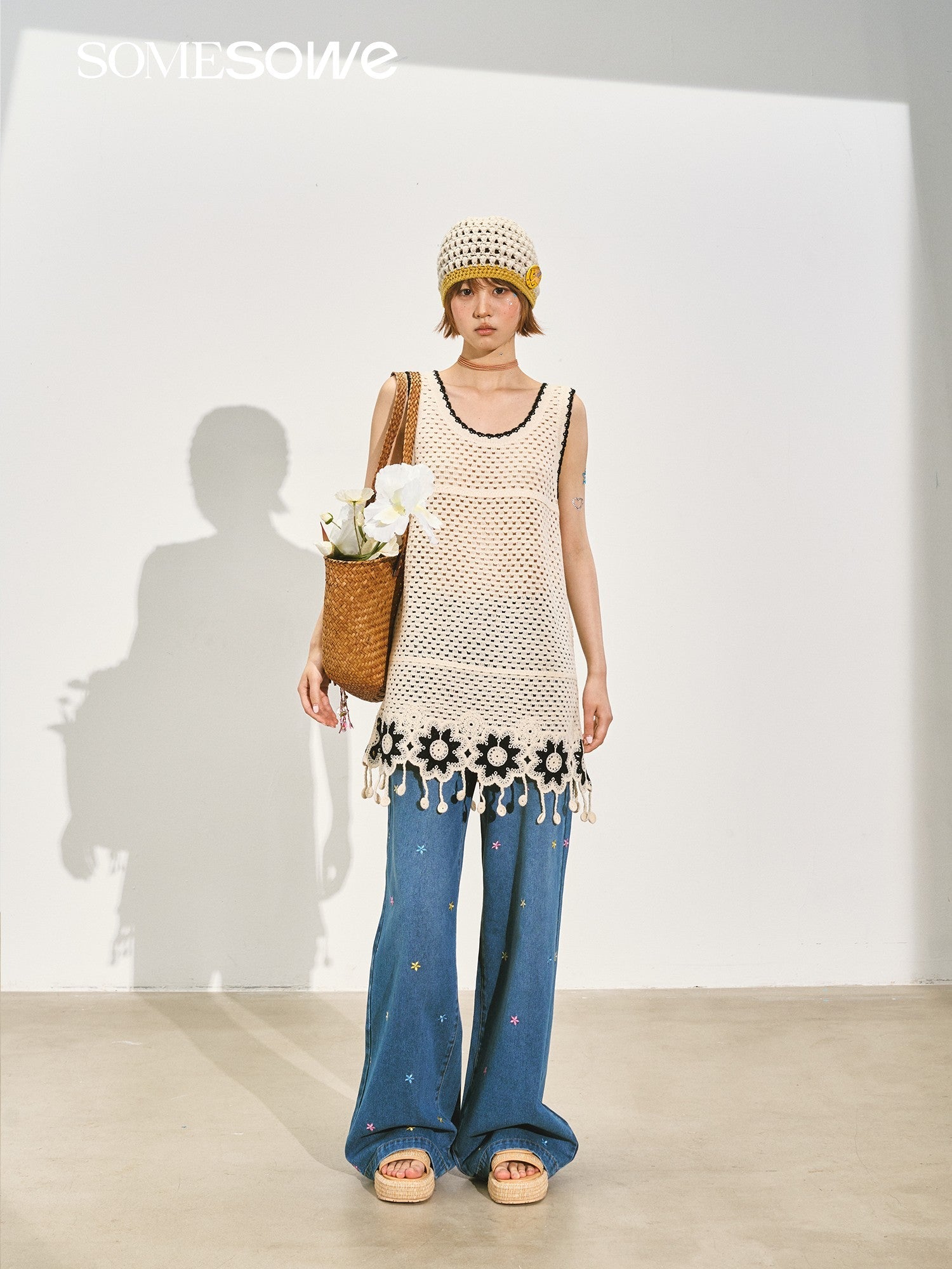 SOMESOWE Ribbed Vest Dress In Beige | MADAX