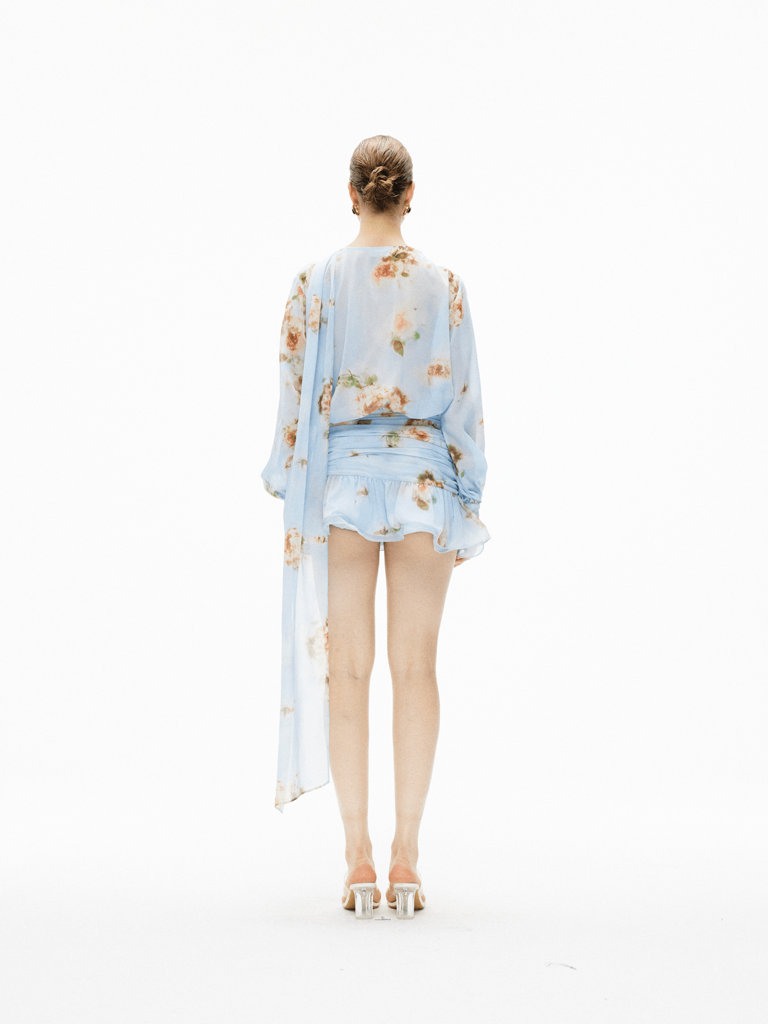 ARTE PURA Ribbon Print Dress In Light Blue | MADAX
