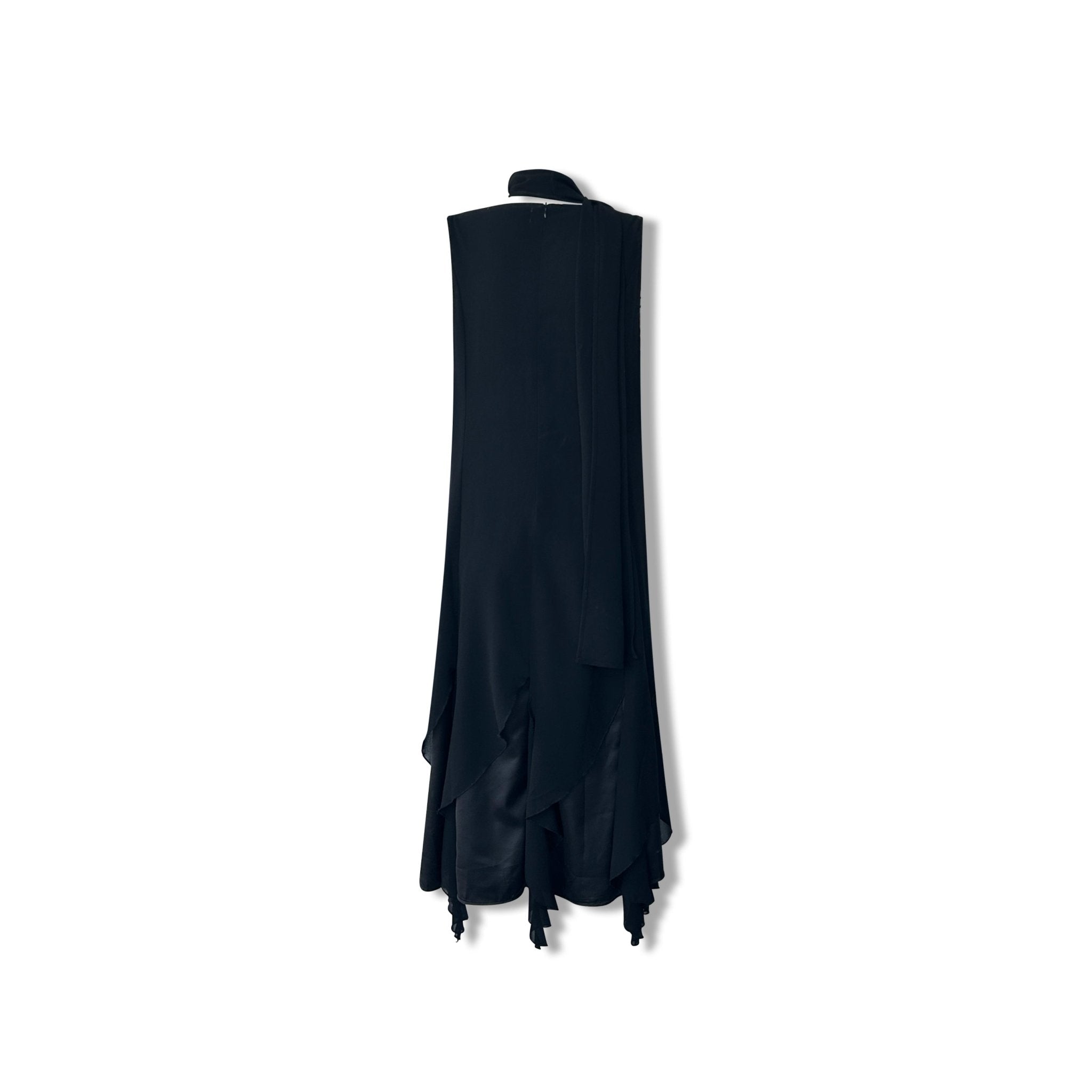 AIMME SPARROW Ribbon Sleeveless Dress In Black | MADAX