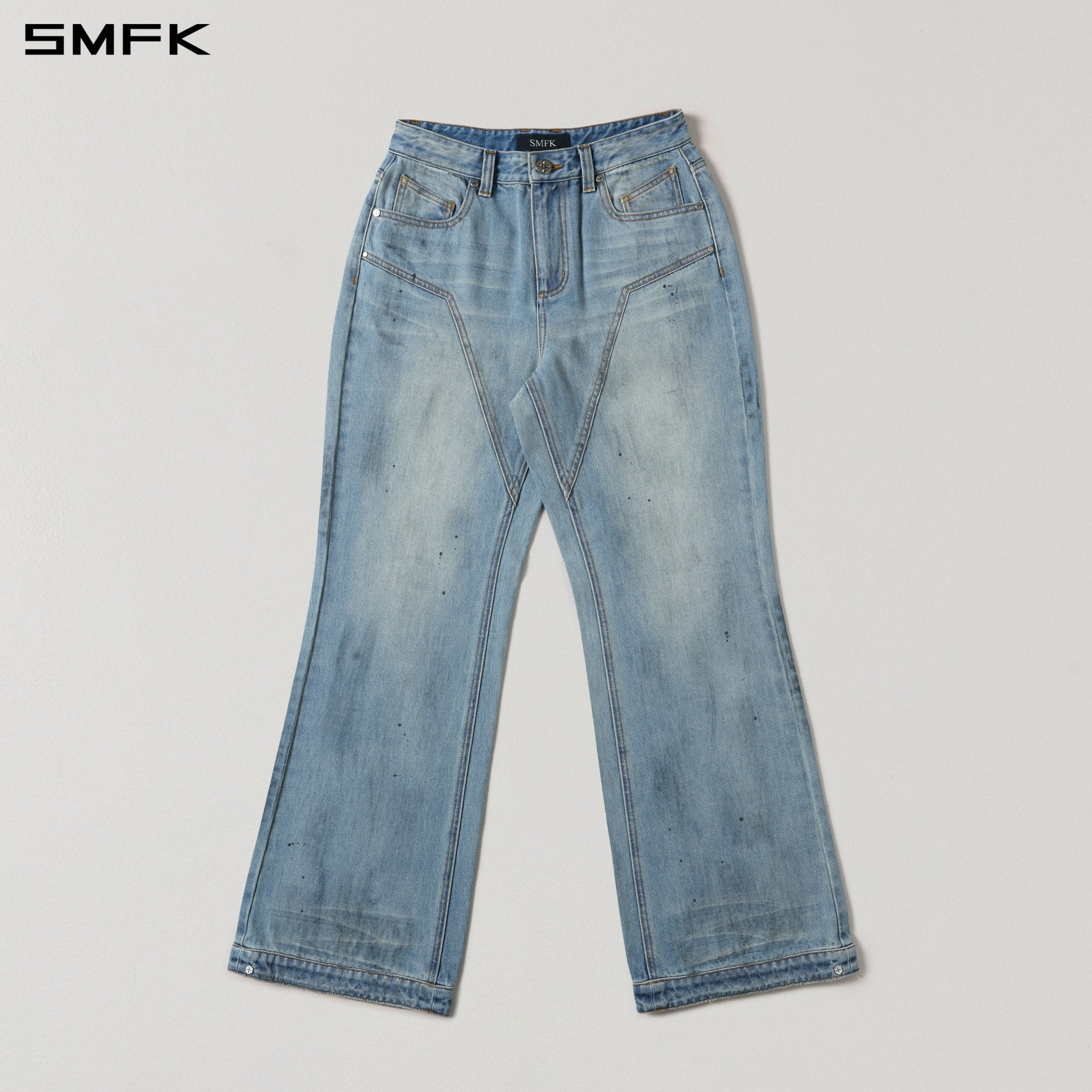 SMFK Rigid Flared Denim in Blue | MADAX