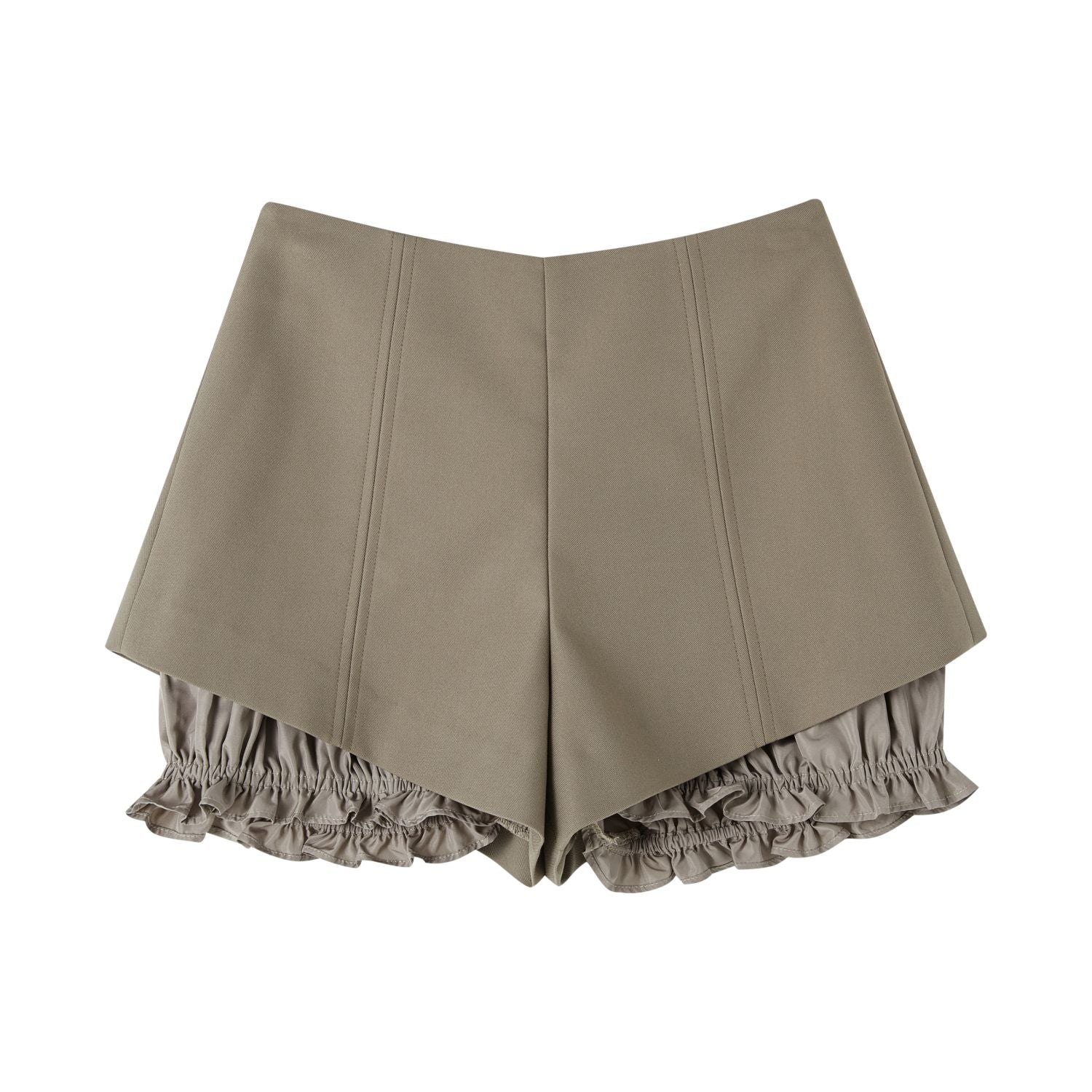 SOMESOWE Ripped Patchwork Layered Bud Shorts in Khaki | MADA IN CHINA