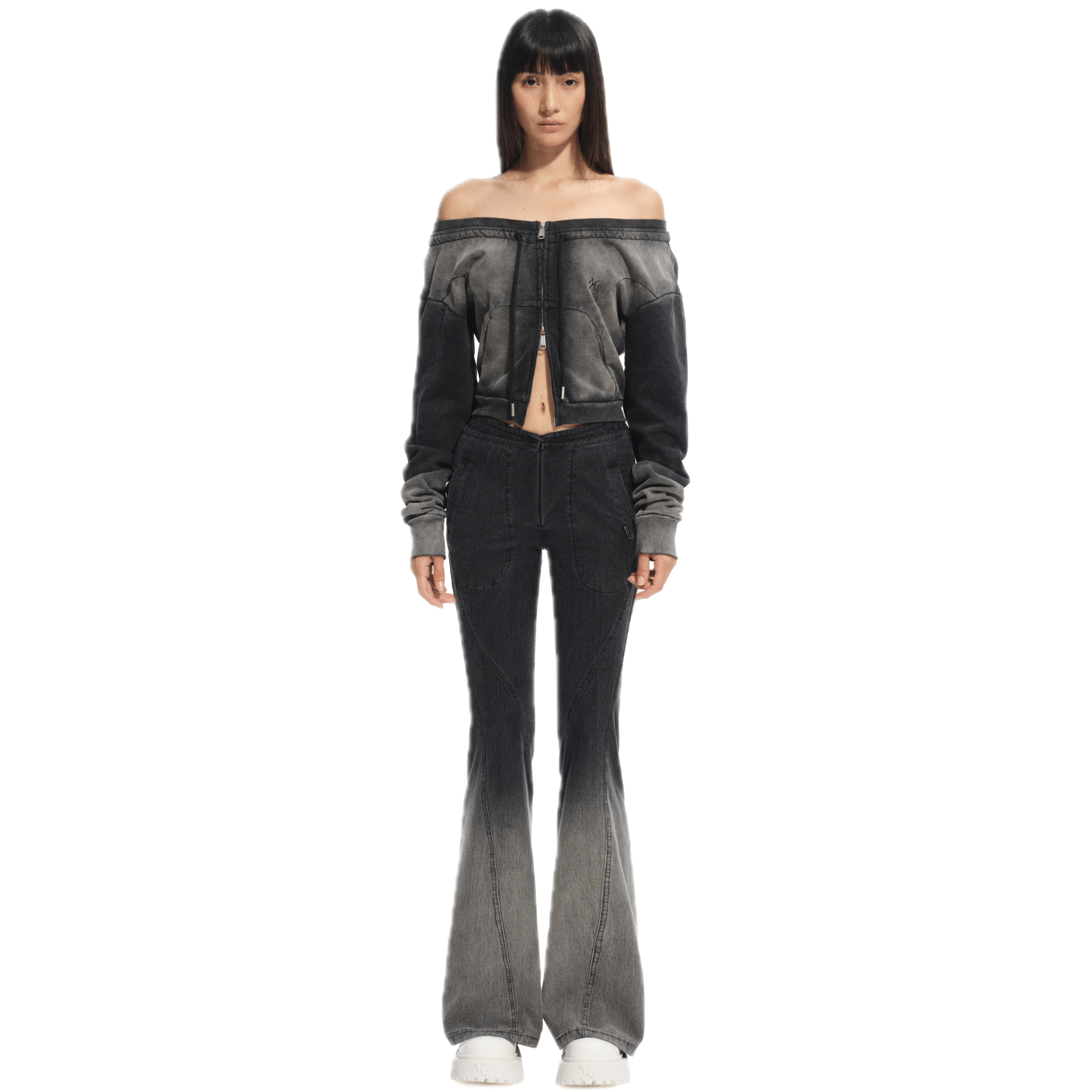 NAWS Rock Black Skinny Flare Pants in Black | MADAX