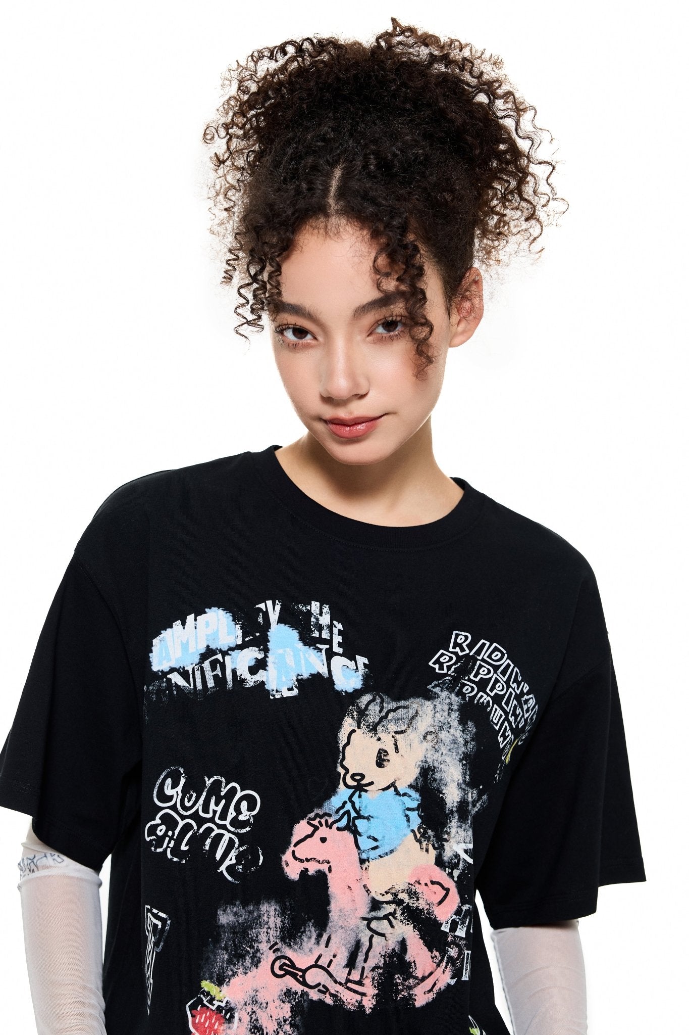 Alexia Sandra Rocking Horse Rabbit Doodle T - Shirt in Black | MADA IN CHINA