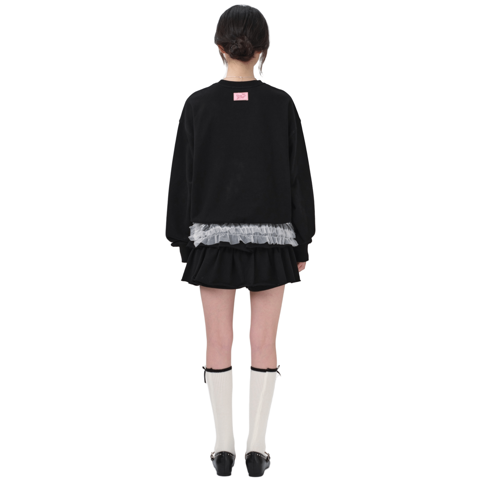13DE MARZO RONRON Double Ribbon Bear Sweater in Black | MADAX