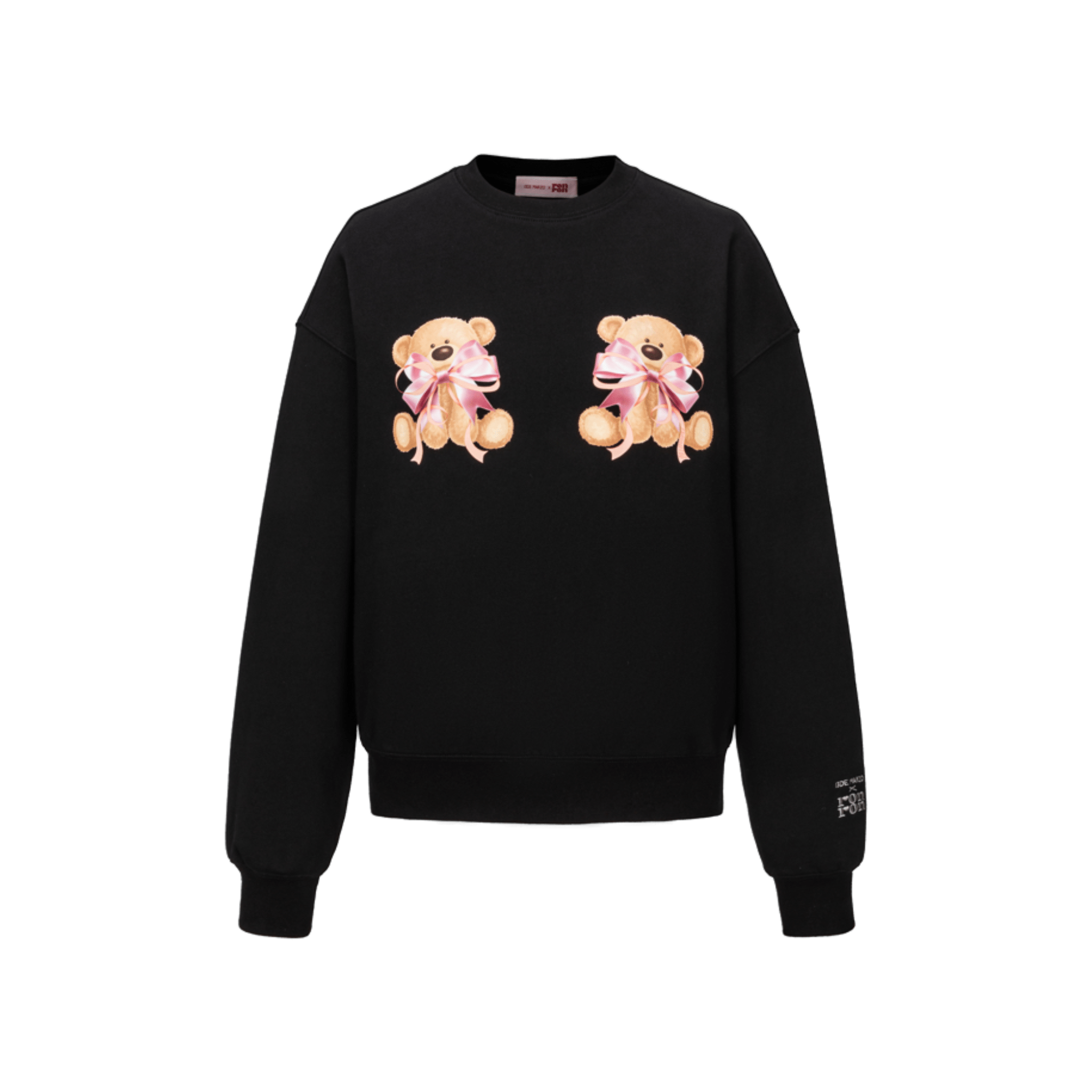 13DE MARZO RONRON Double Ribbon Bear Sweater in Black | MADAX