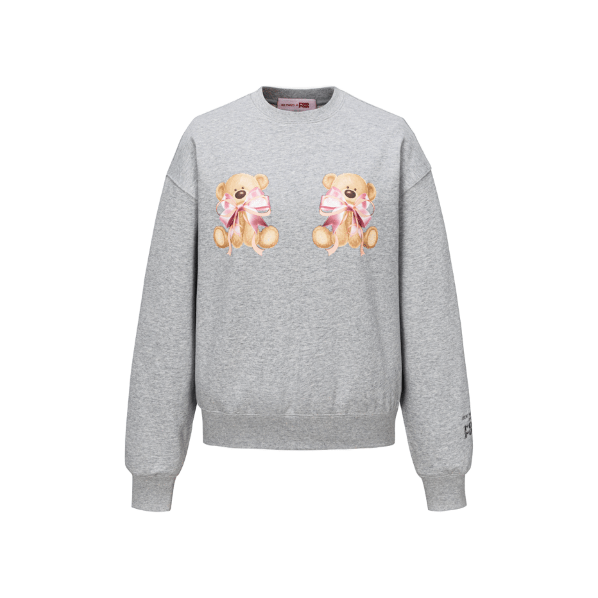 13DE MARZO RONRON Double Ribbon Bear Sweater in Gray | MADAX