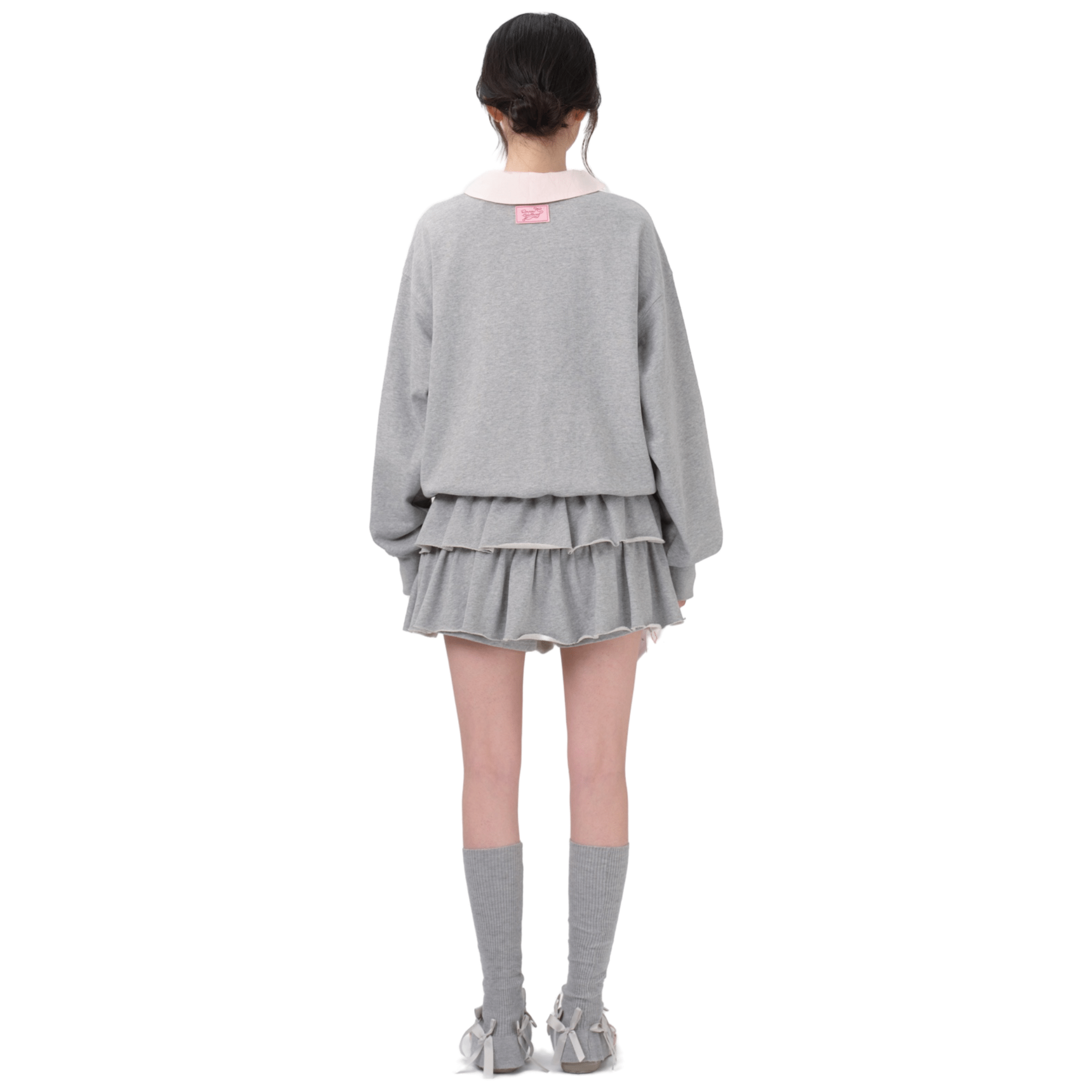 13DE MARZO RONRON Double Ribbon Bear Sweater in Gray | MADAX