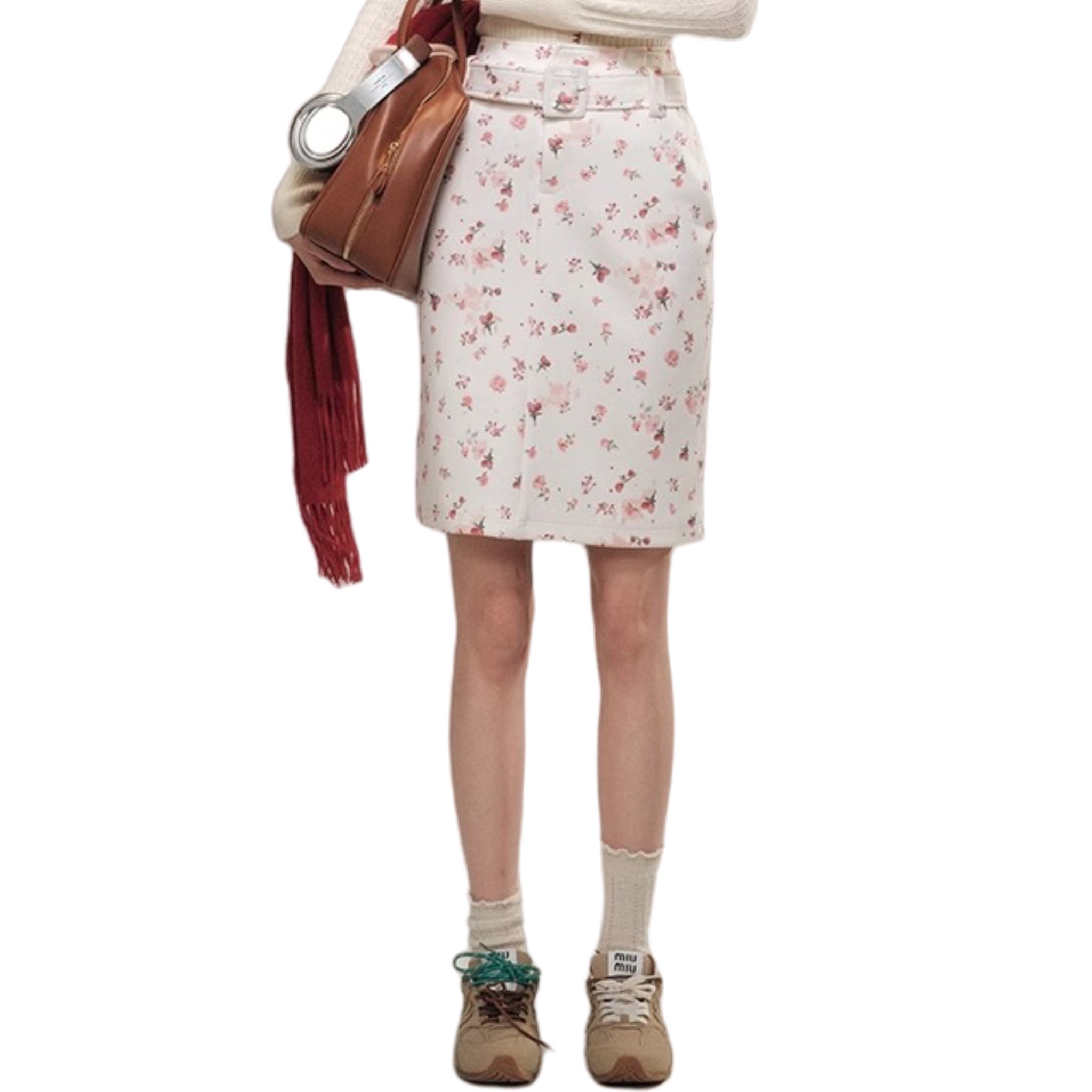 Group of Universe 'Rose Philosophy' Red Rose Floral Skirt | MADAX