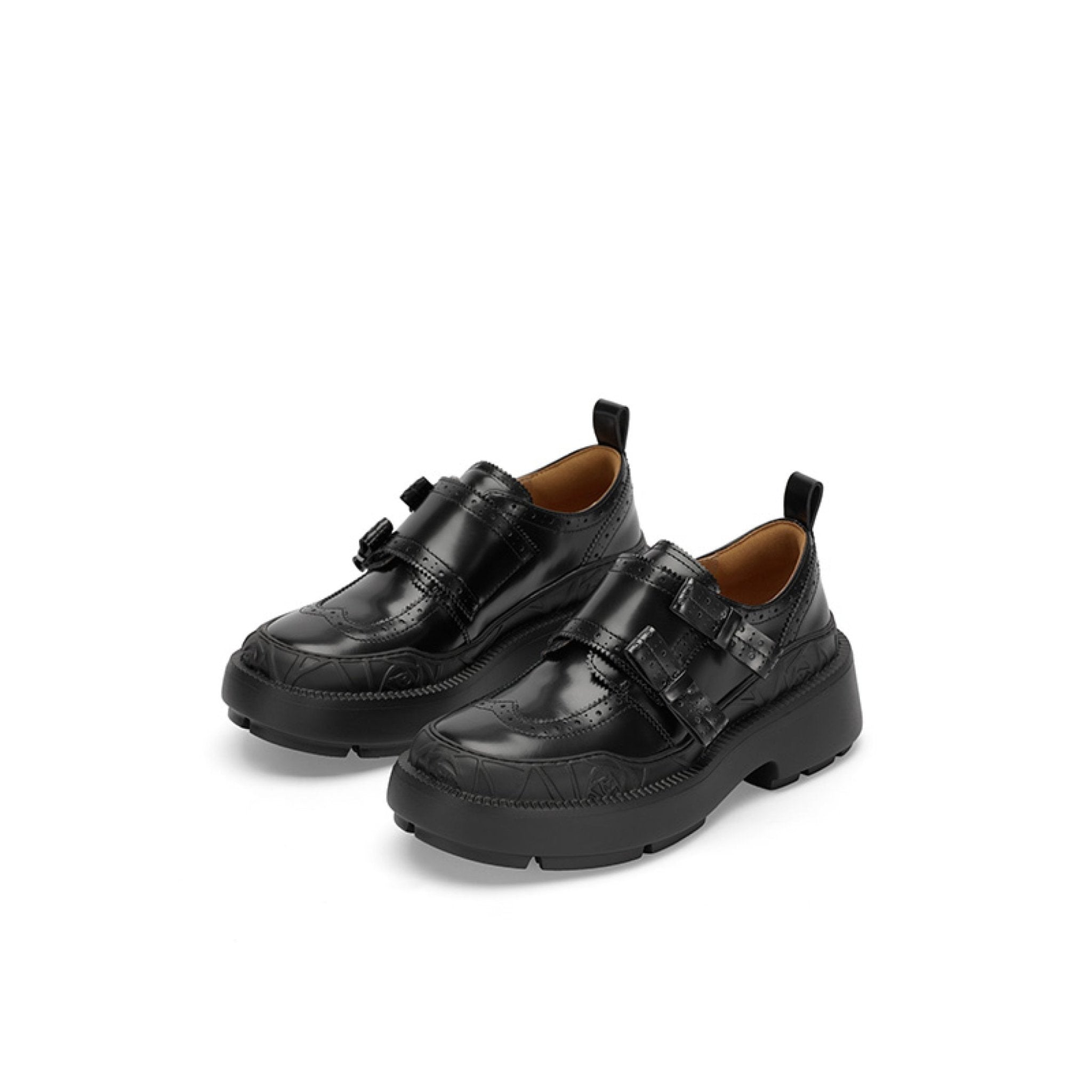 Sugar Su Rose Relief Brock Shoes Black | MADAX