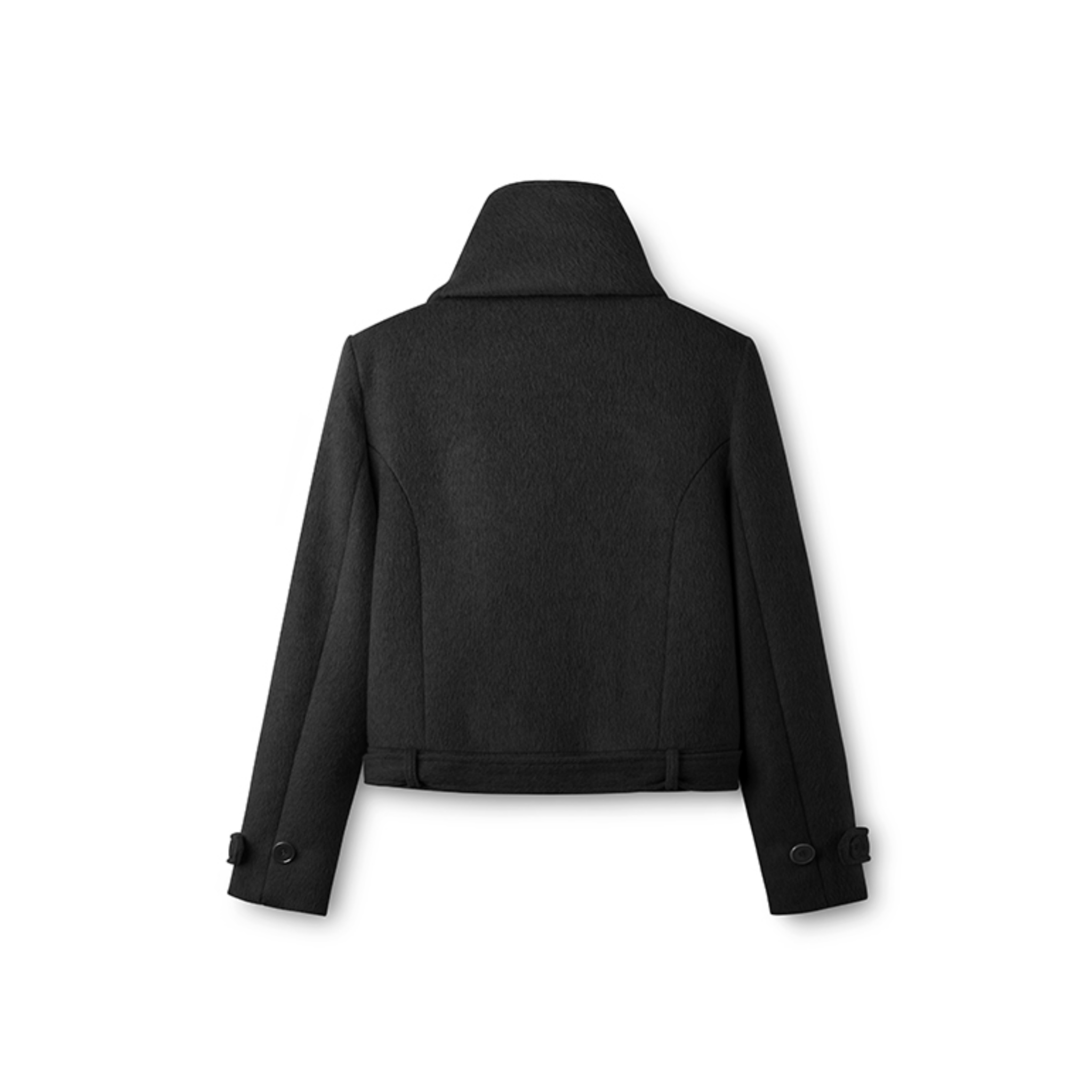 NAWS Rose Shawl - Collar Wool Coat in Black | MADAX