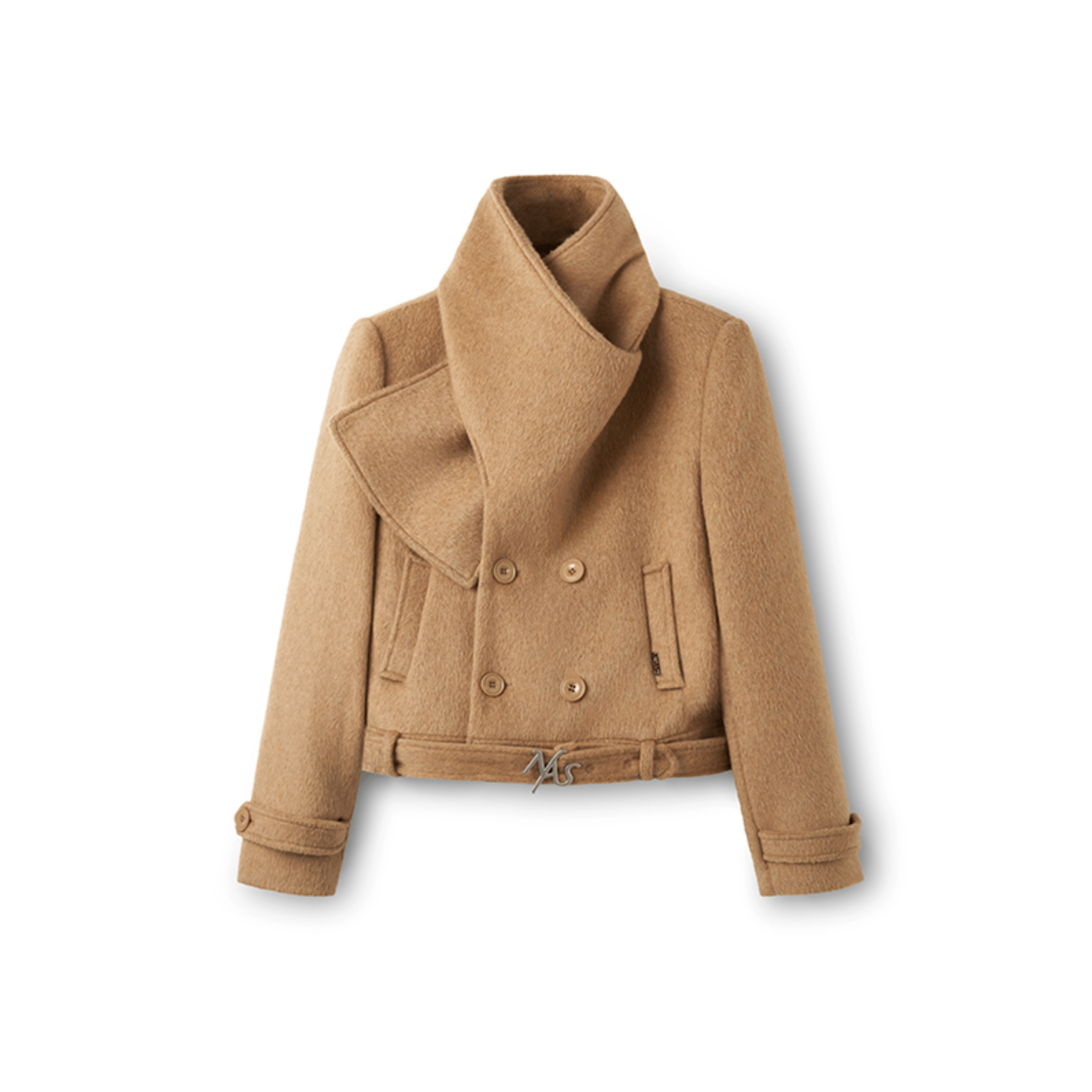 NAWS Rose Shawl - Collar Wool Coat in Brown | MADAX