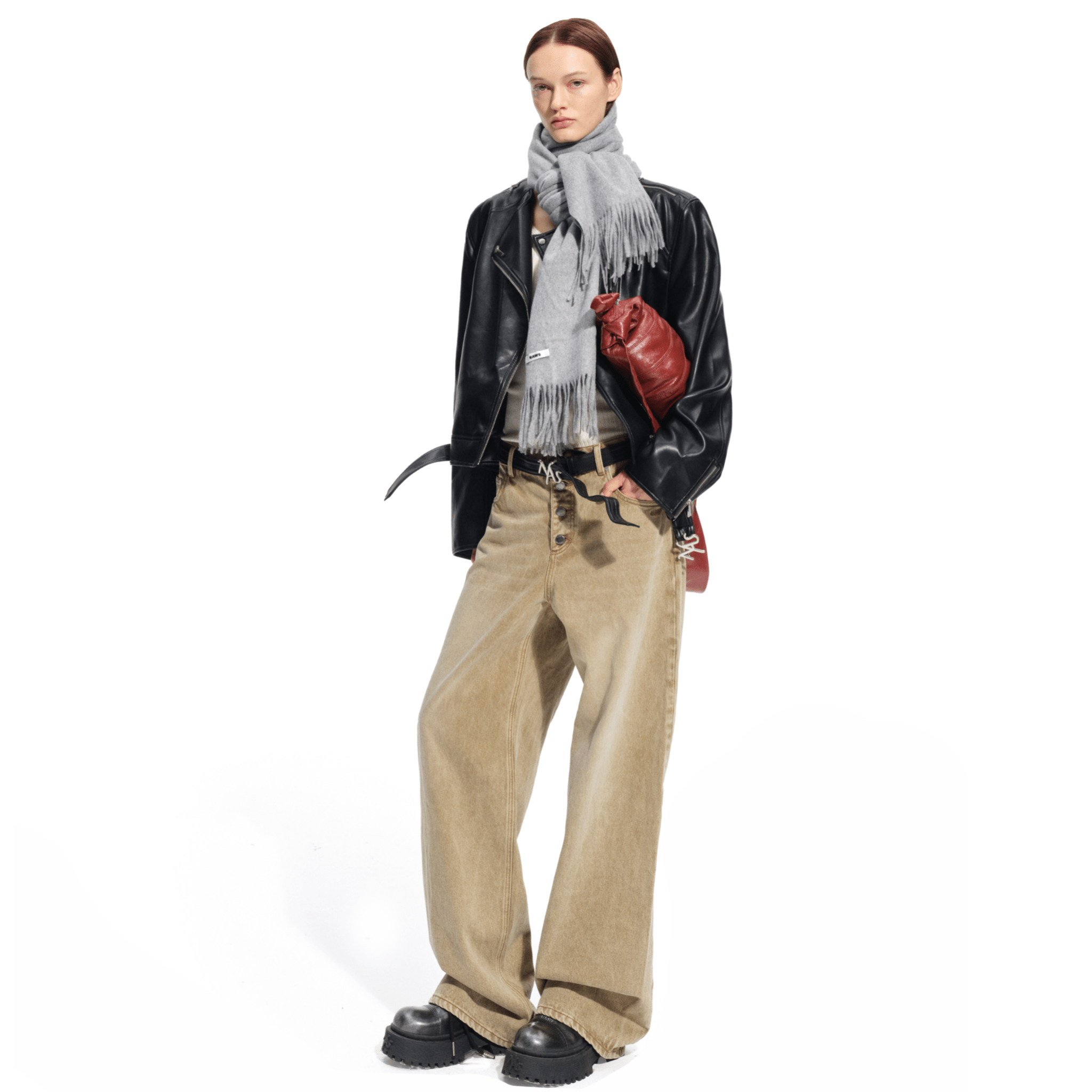 NAWS Rose Wide - Leg Jeans in Latte Brown | MADAX