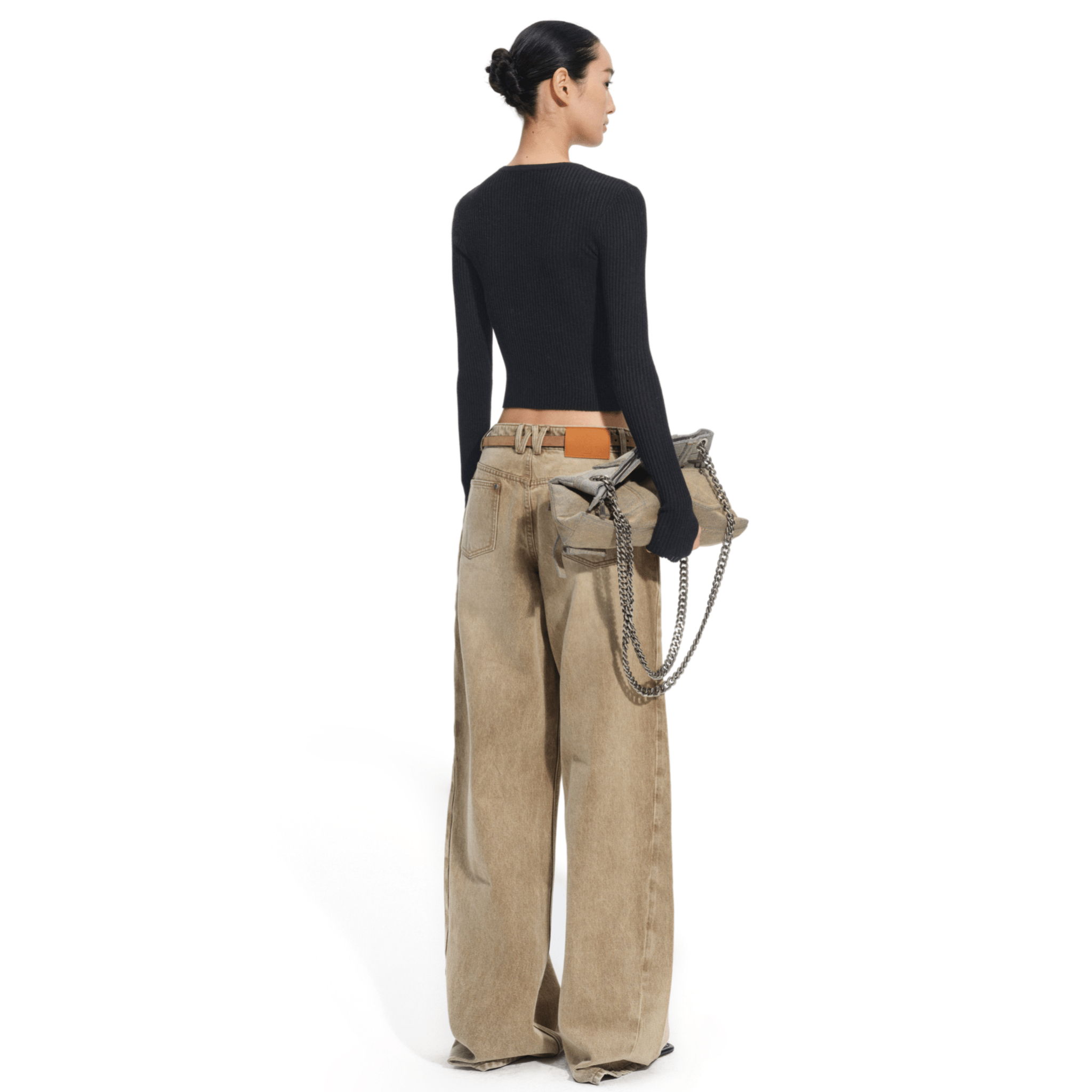 NAWS Rose Wide - Leg Jeans in Latte Brown | MADAX