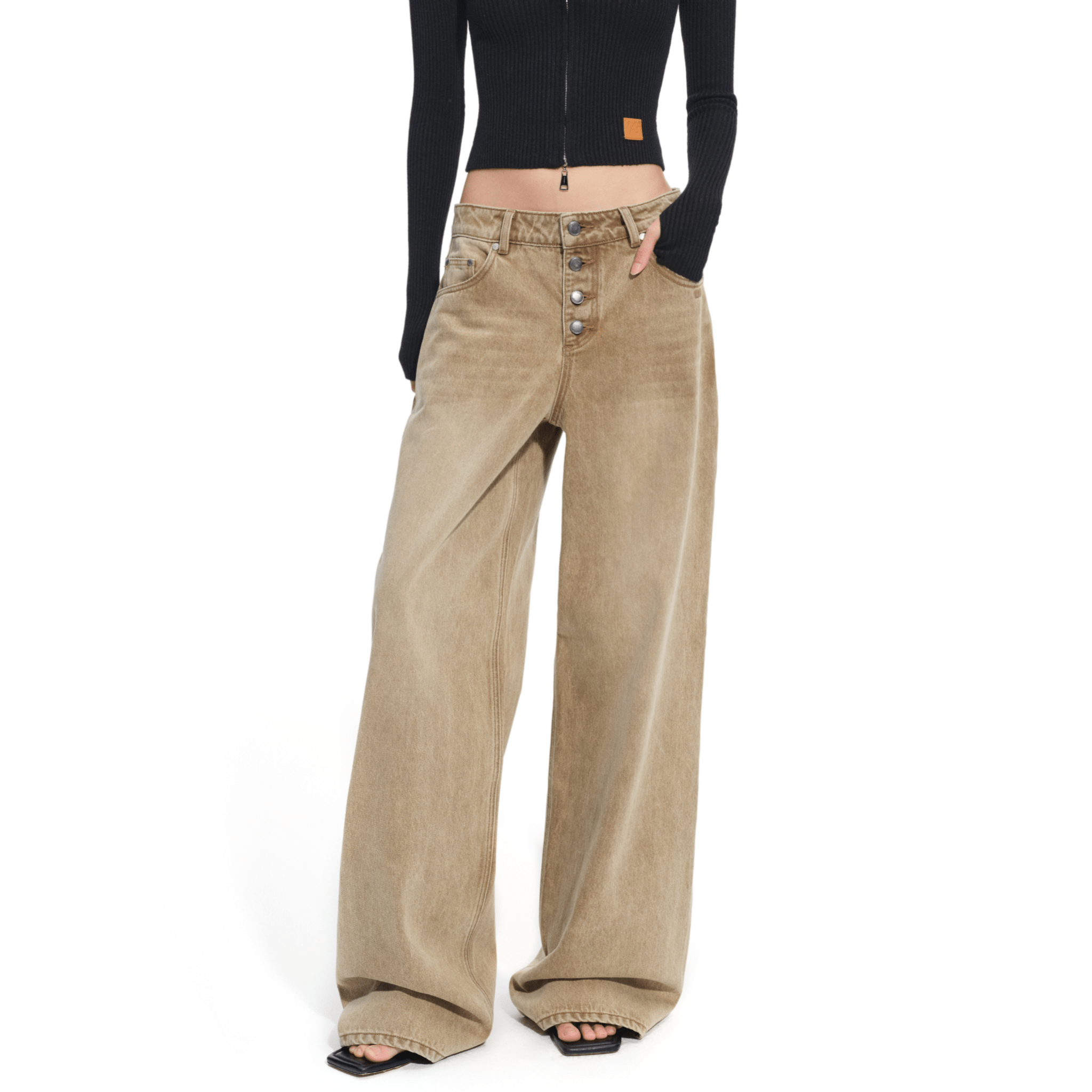 NAWS Rose Wide - Leg Jeans in Latte Brown | MADAX
