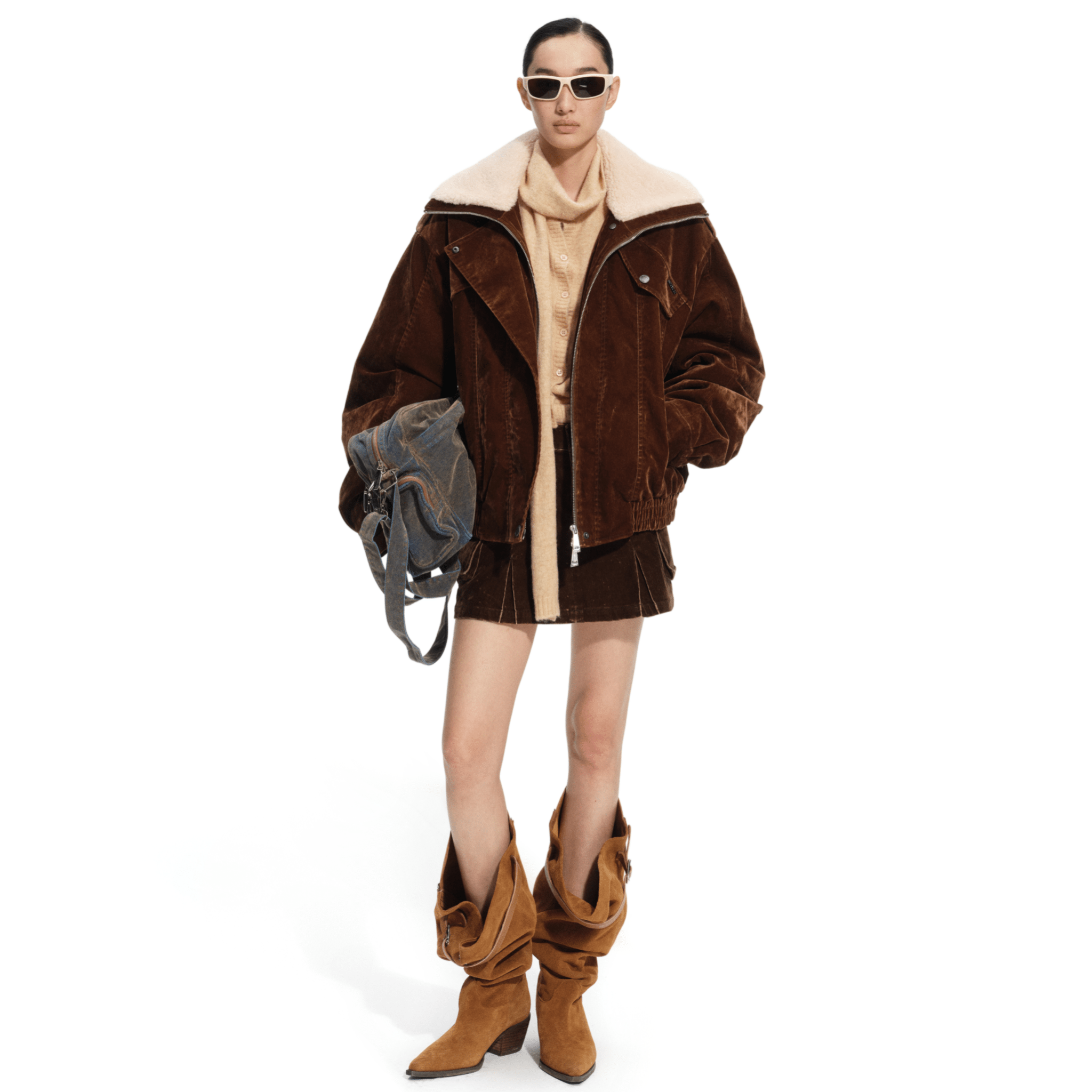 NAWS Ross Denim Skirt in Brown | MADAX