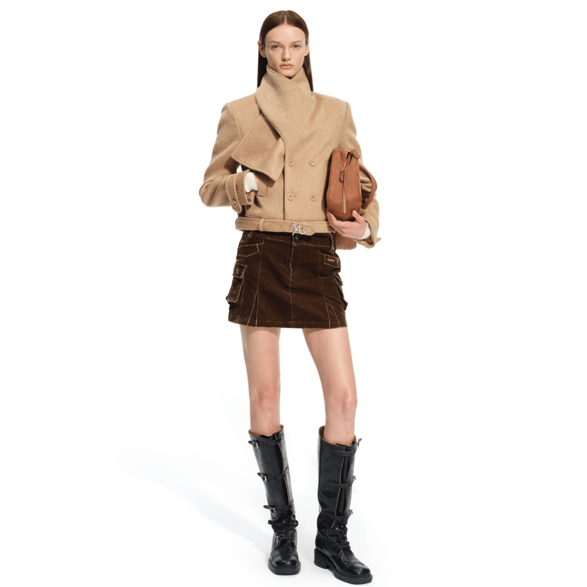 NAWS Ross Denim Skirt in Brown | MADAX