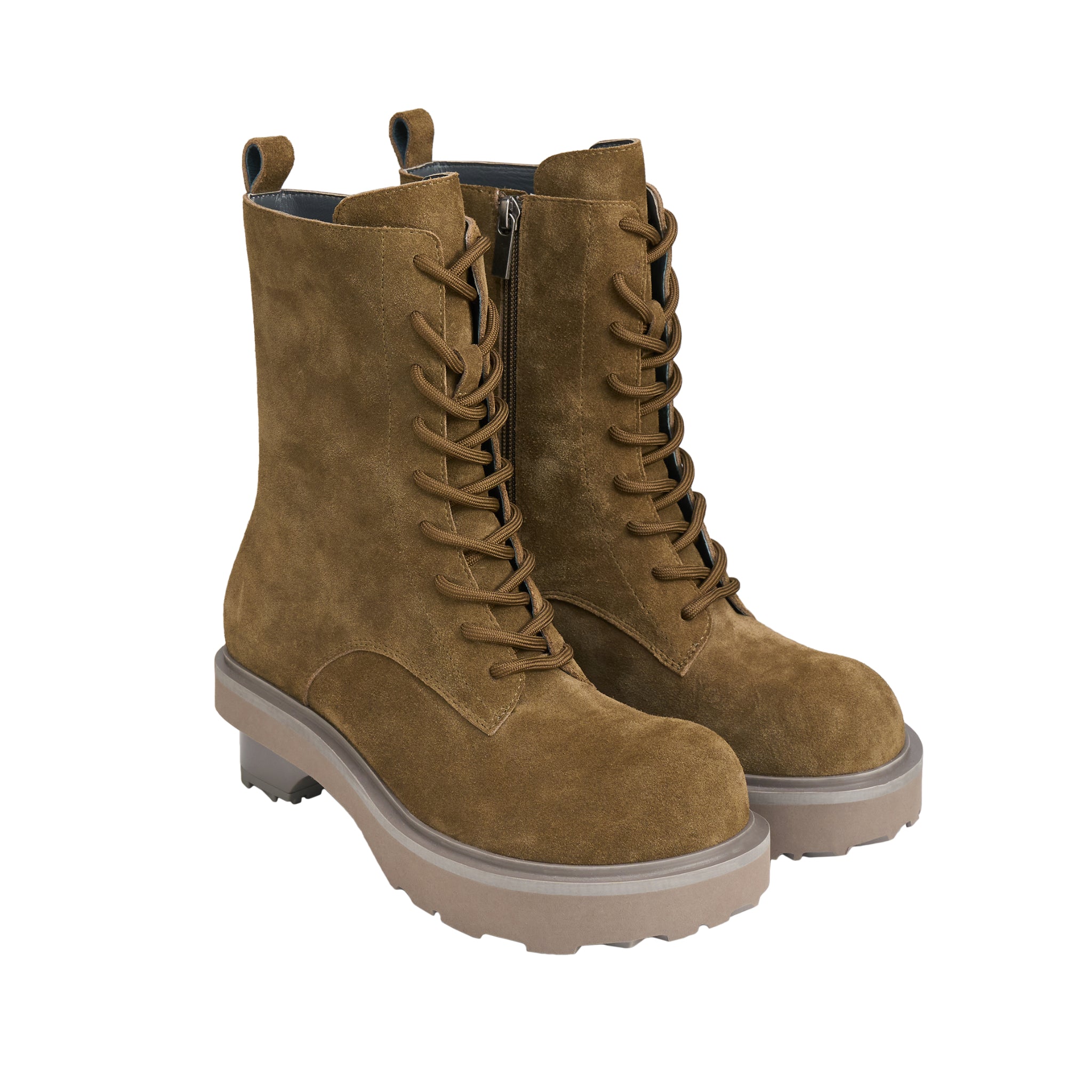 LOST IN ECHO Round Head Block With Mid Leg Doc Martens In Army Green | MADAX