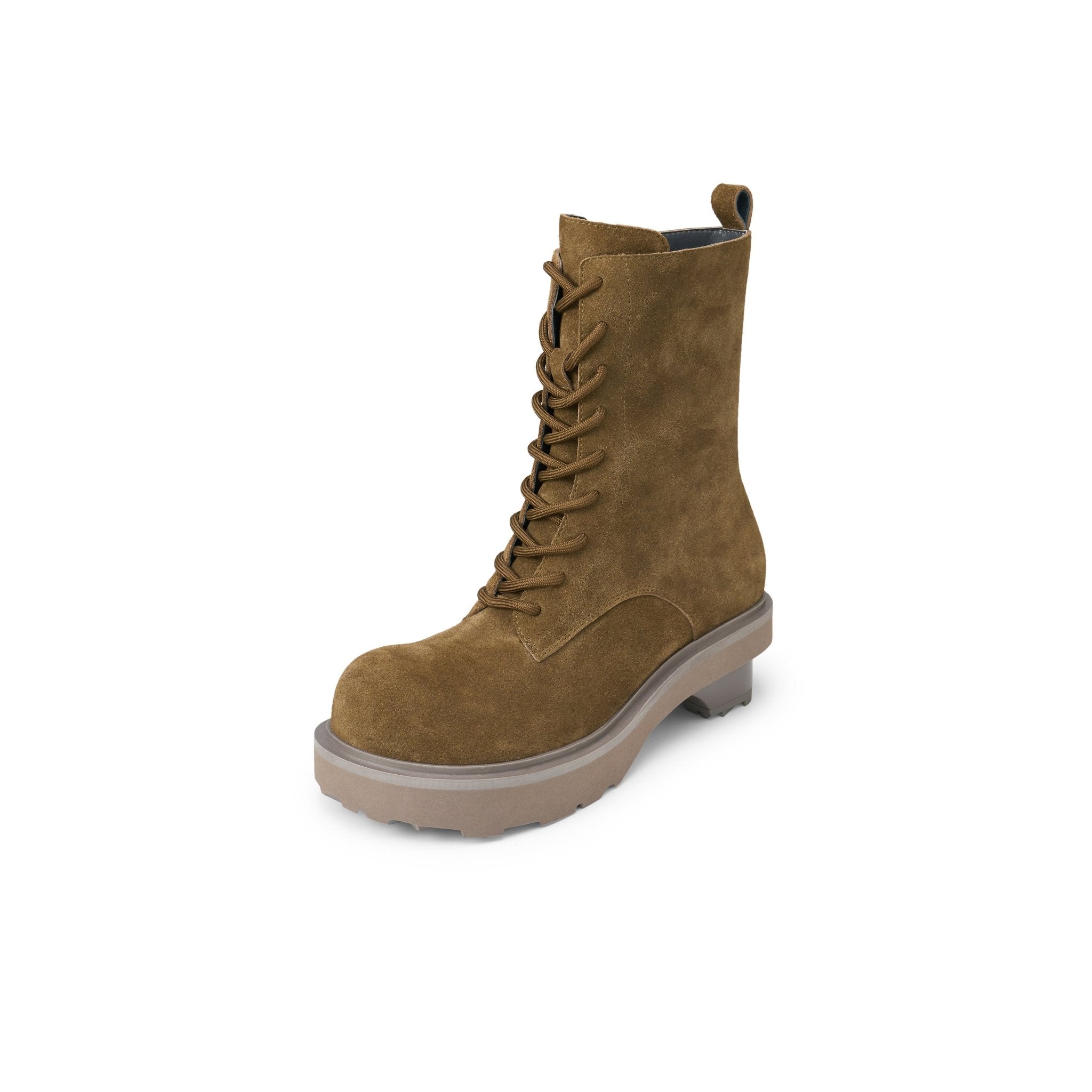 LOST IN ECHO Round Head Block With Mid Leg Doc Martens In Army Green | MADAX