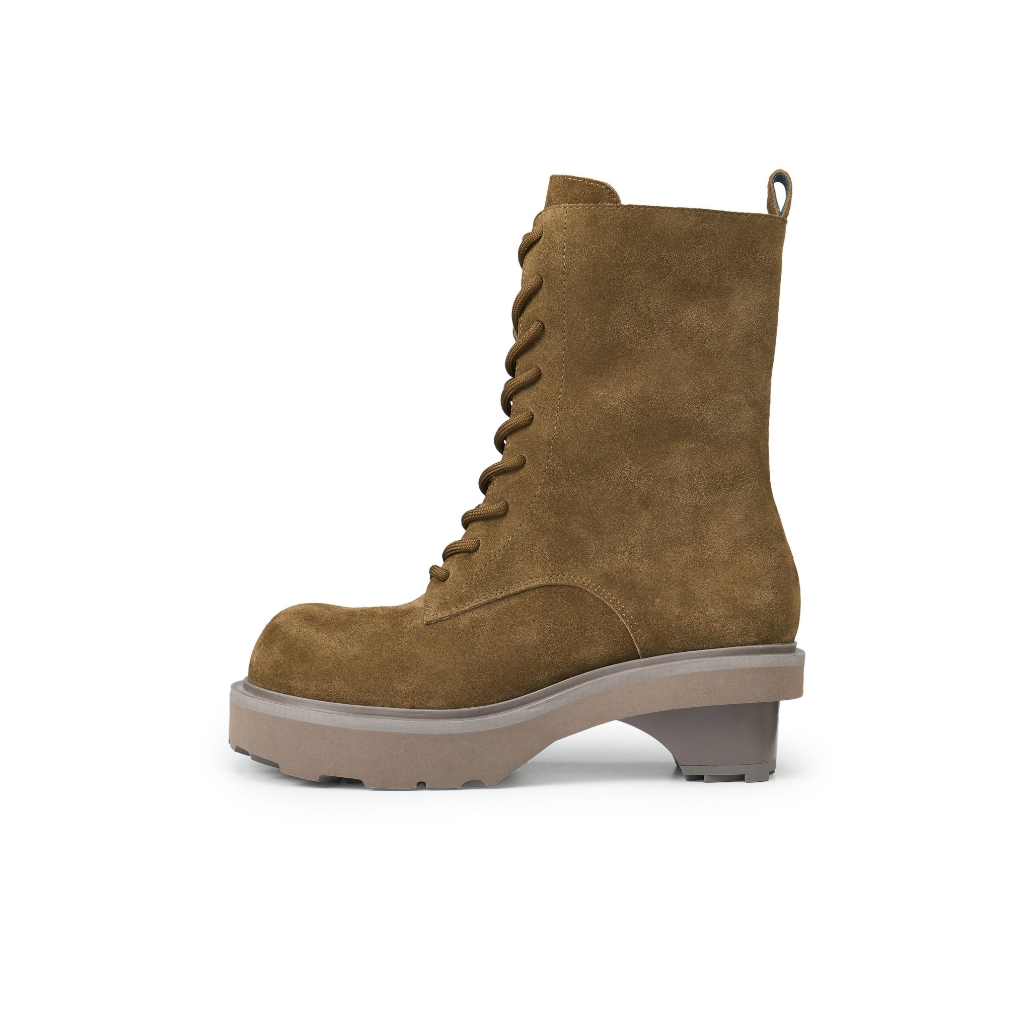 LOST IN ECHO Round Head Block With Mid Leg Doc Martens In Army Green | MADAX