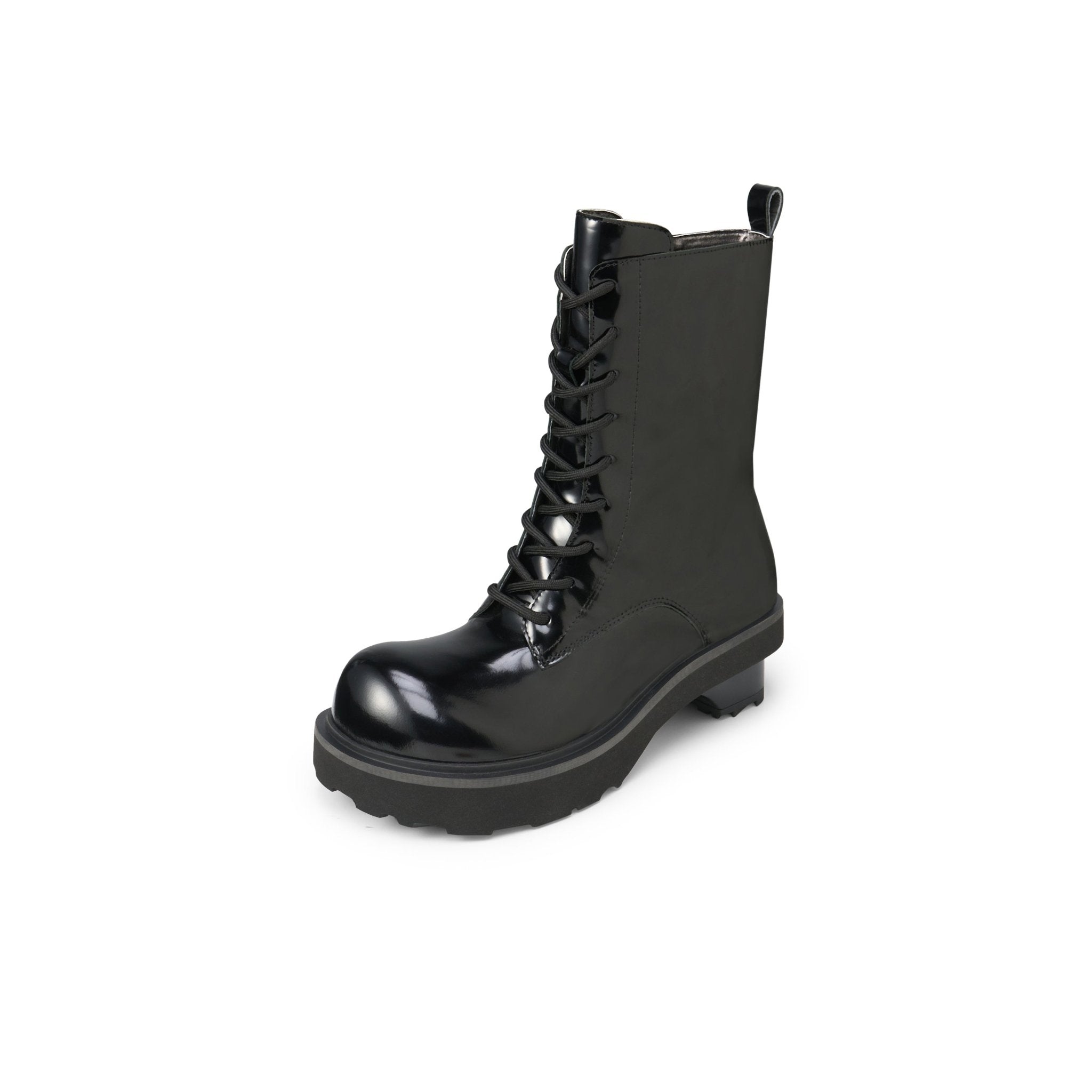 LOST IN ECHO Round Head Block With Mid Leg Doc Martens In Black | MADAX