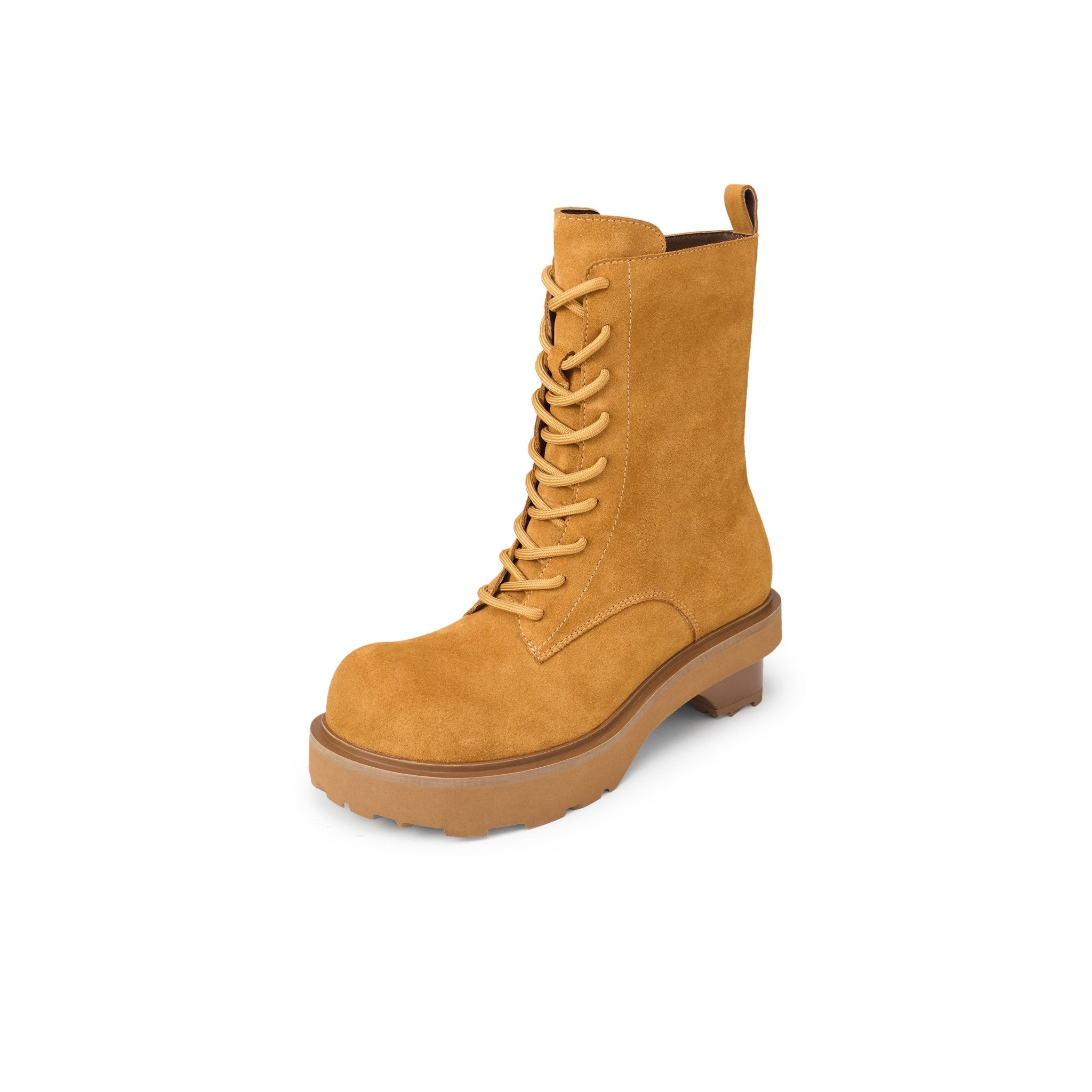 LOST IN ECHO Round Head Block With Mid Leg Doc Martens In Yellow | MADAX