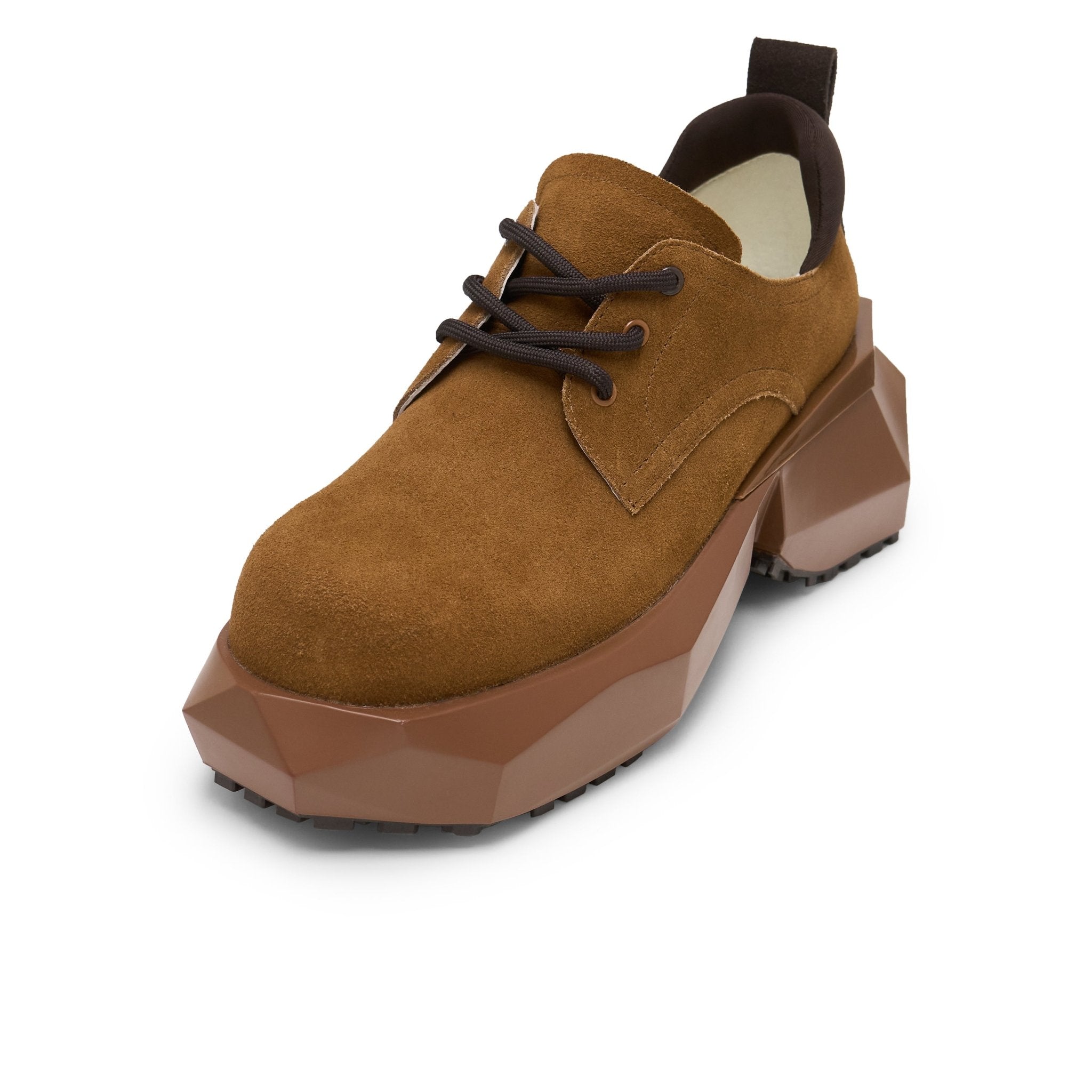 LOST IN ECHO Round Head Strap Cut Thick Sole Derby Shoe In Brown | MADAX