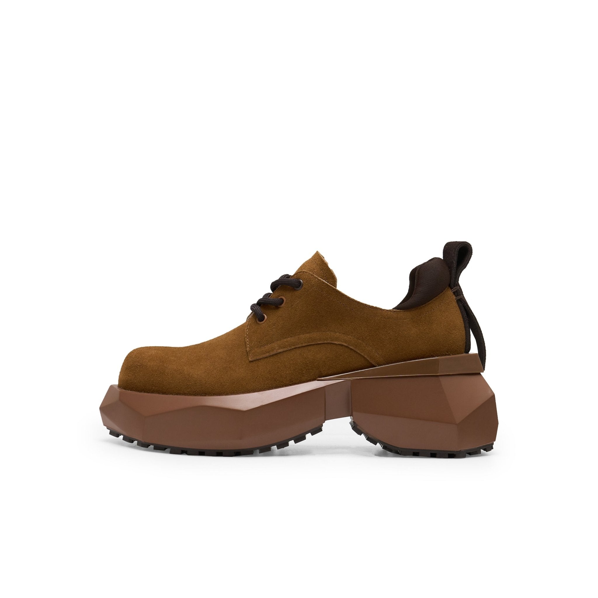 LOST IN ECHO Round Head Strap Cut Thick Sole Derby Shoe In Brown | MADAX