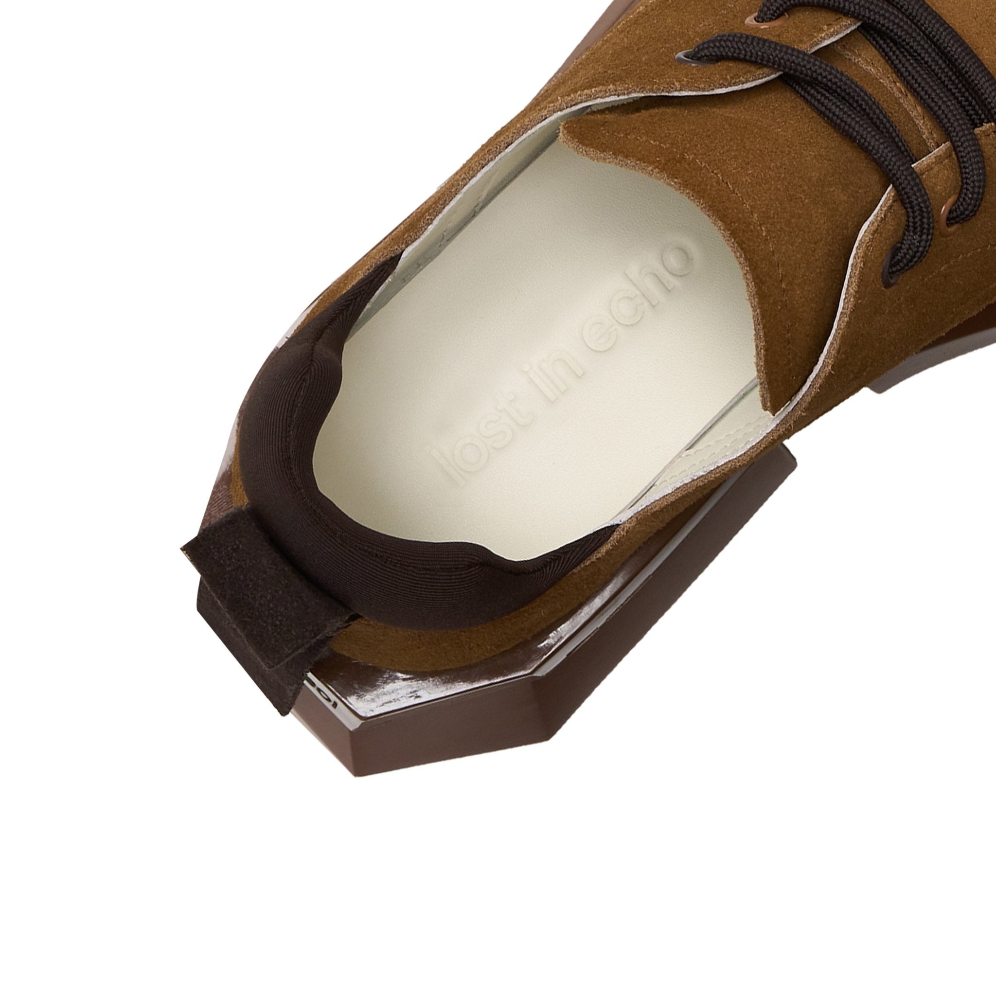 LOST IN ECHO Round Head Strap Cut Thick Sole Derby Shoe In Brown | MADAX