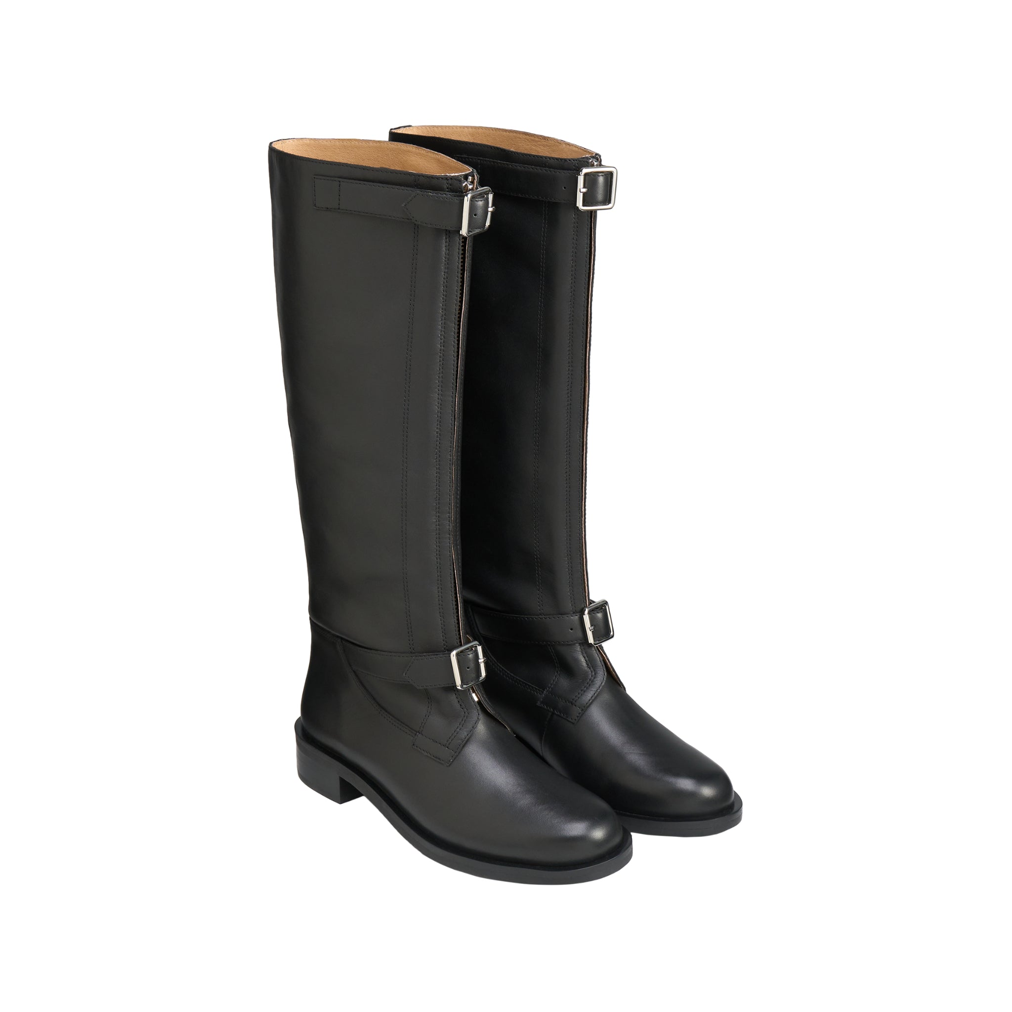 LOST IN ECHO Round Toe Buckle With High Rider Boots In Black | MADAX