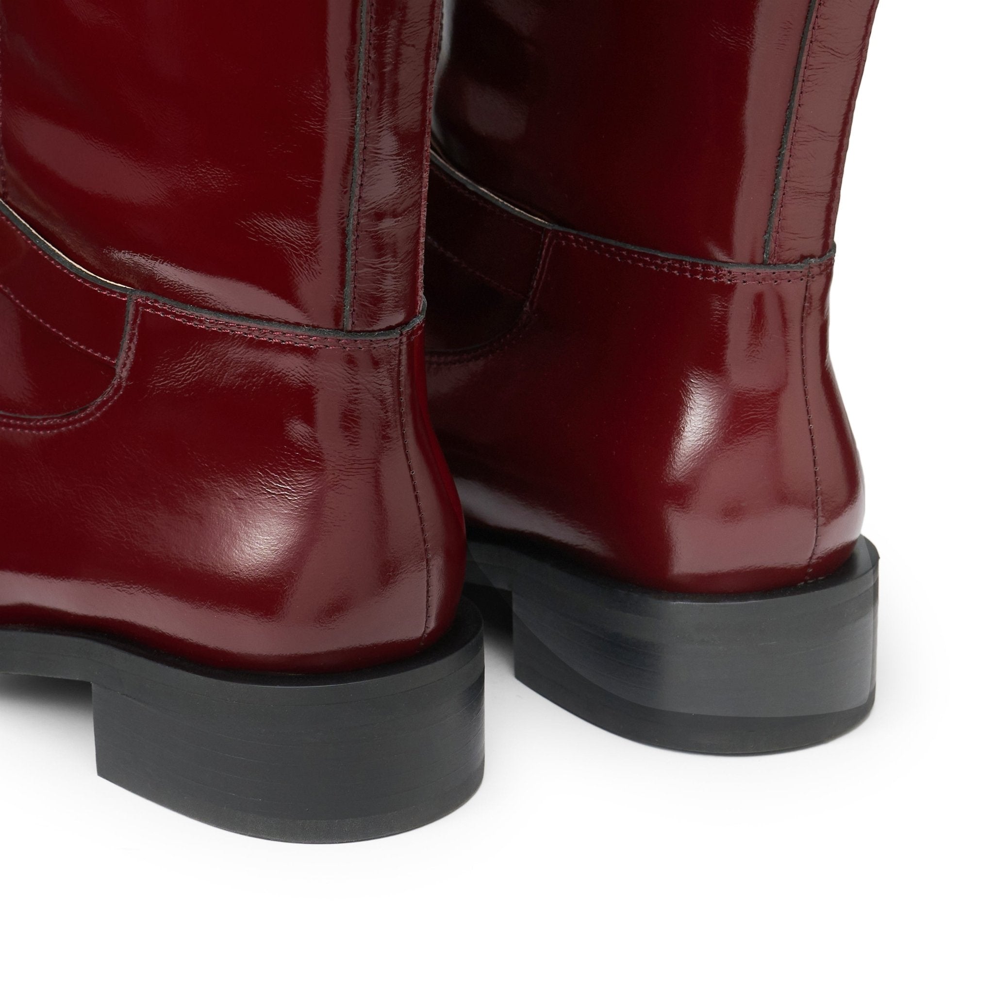 LOST IN ECHO Round Toe Buckle With High Rider Boots In Wine Red | MADAX