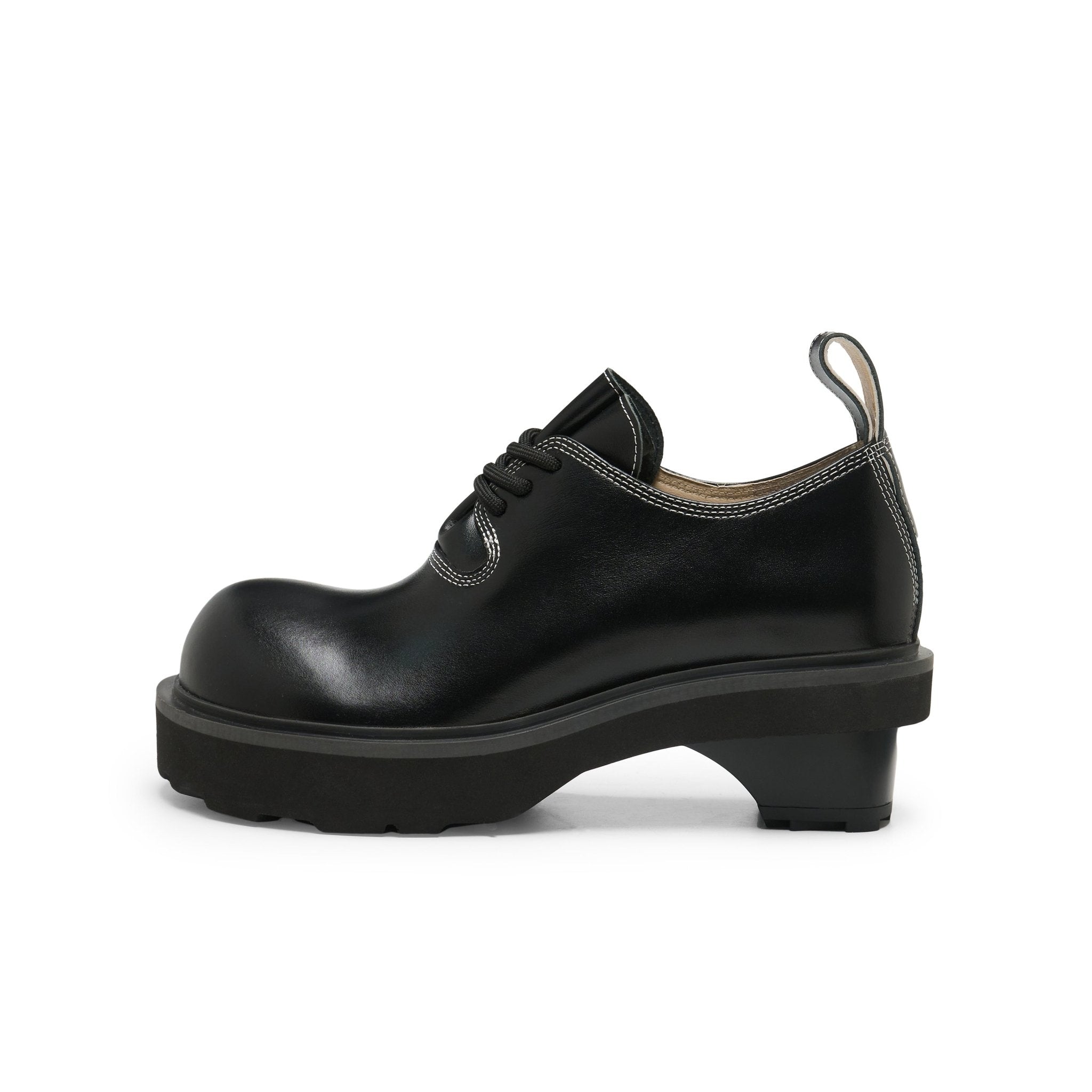 LOST IN ECHO Round Toe Building Blocks With Platform Derbies In Black | MADAX