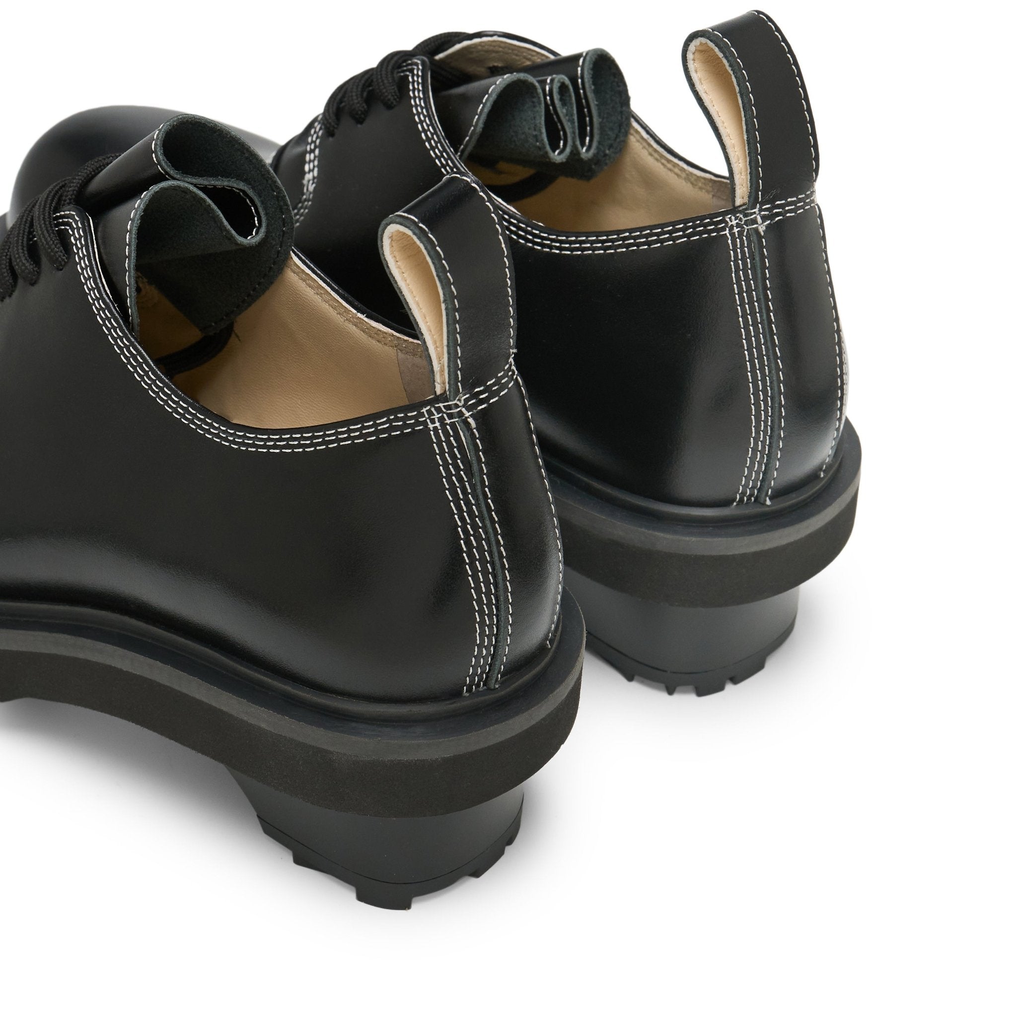 LOST IN ECHO Round Toe Building Blocks With Platform Derbies In Black | MADAX