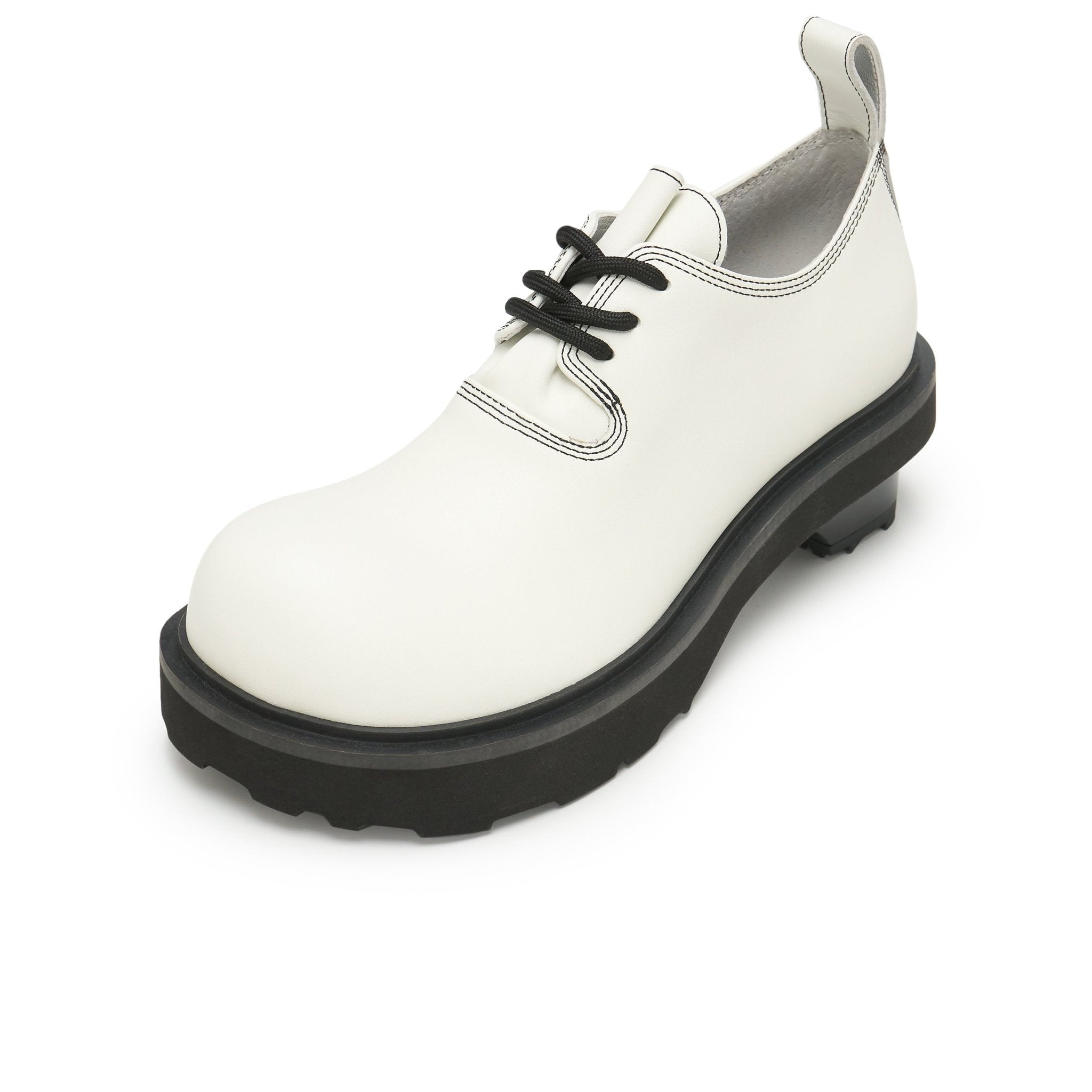 LOST IN ECHO Round Toe Building Blocks With Platform Derbies In White | MADAX