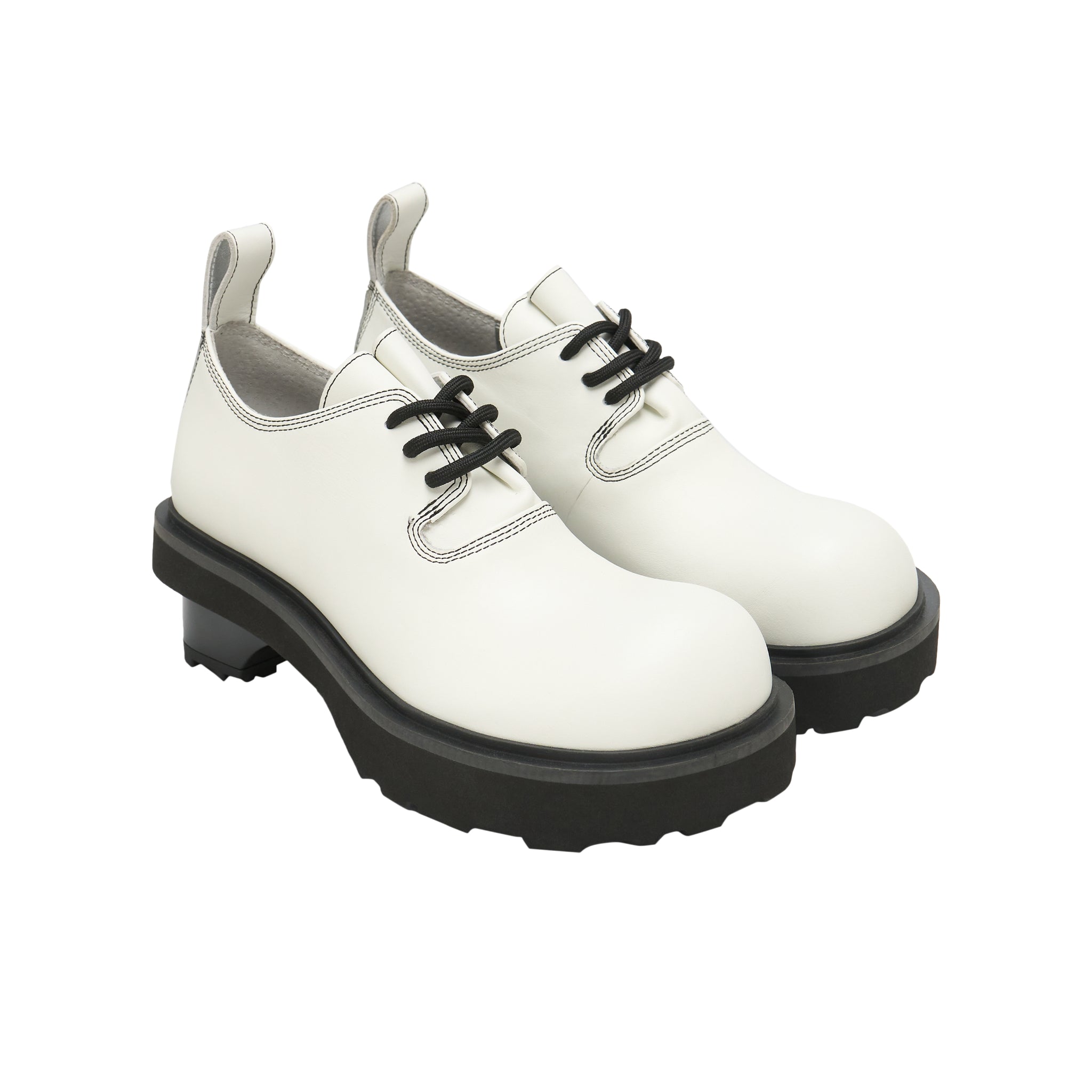 LOST IN ECHO Round Toe Building Blocks With Platform Derbies In White | MADAX