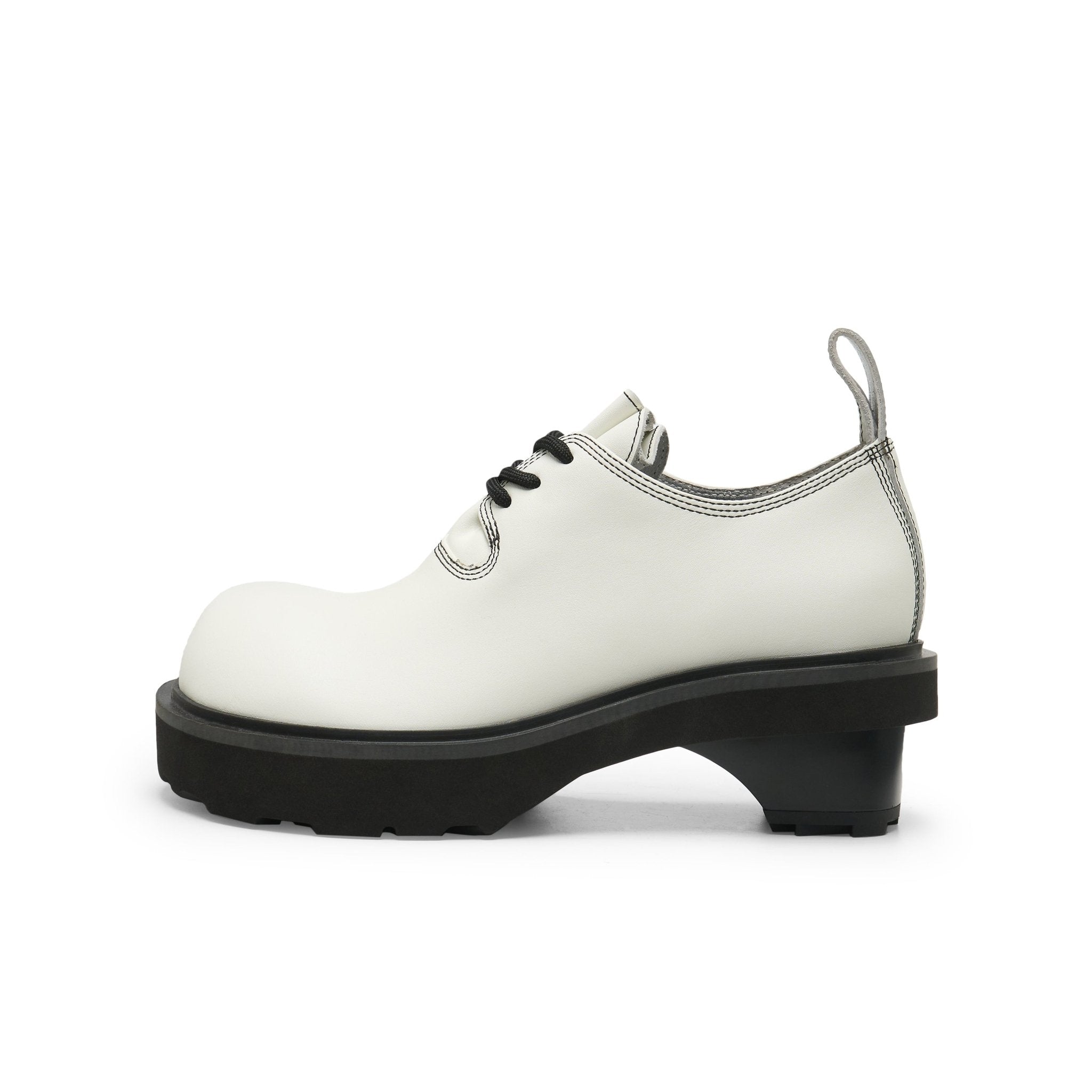 LOST IN ECHO Round Toe Building Blocks With Platform Derbies In White | MADAX