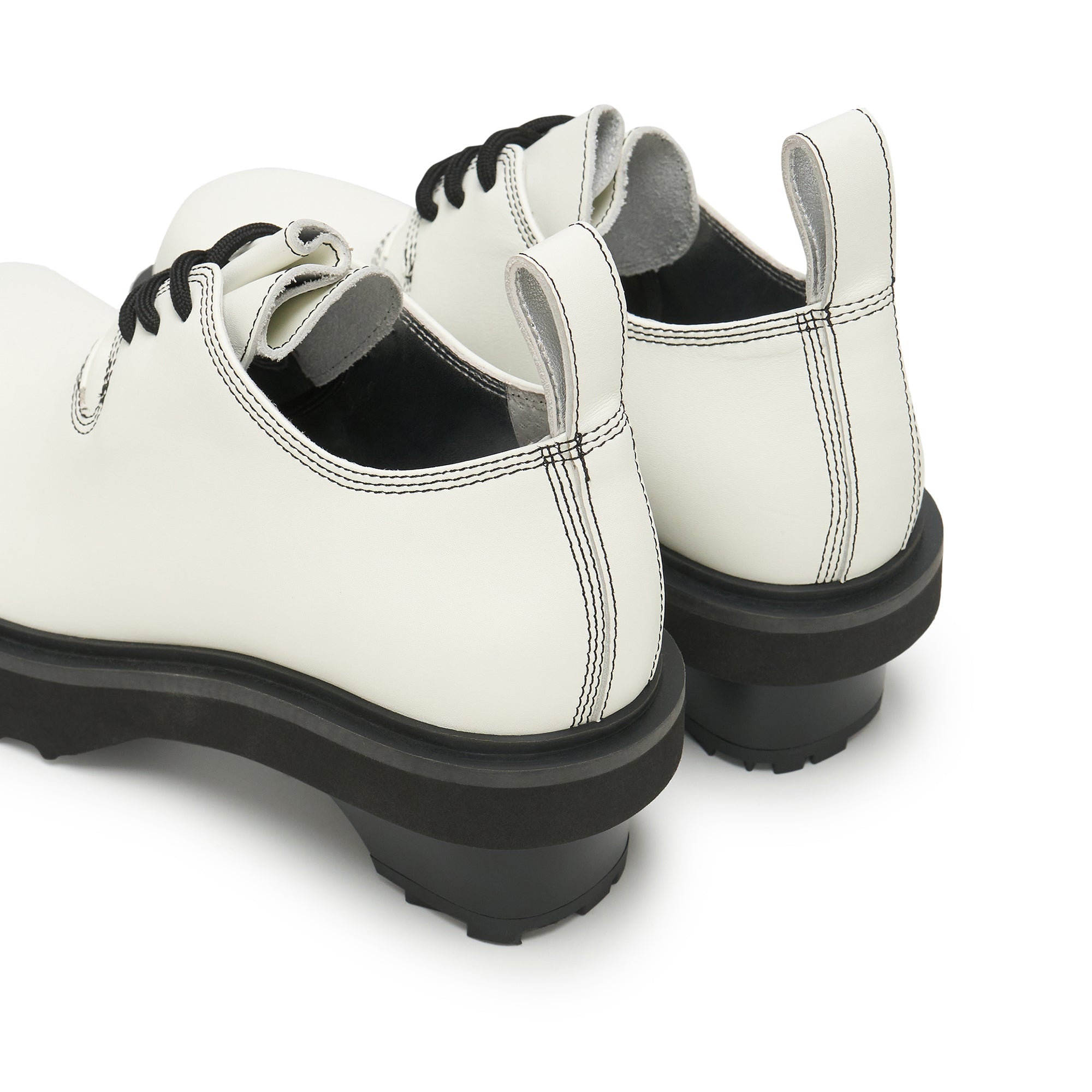 LOST IN ECHO Round Toe Building Blocks With Platform Derbies In White | MADAX