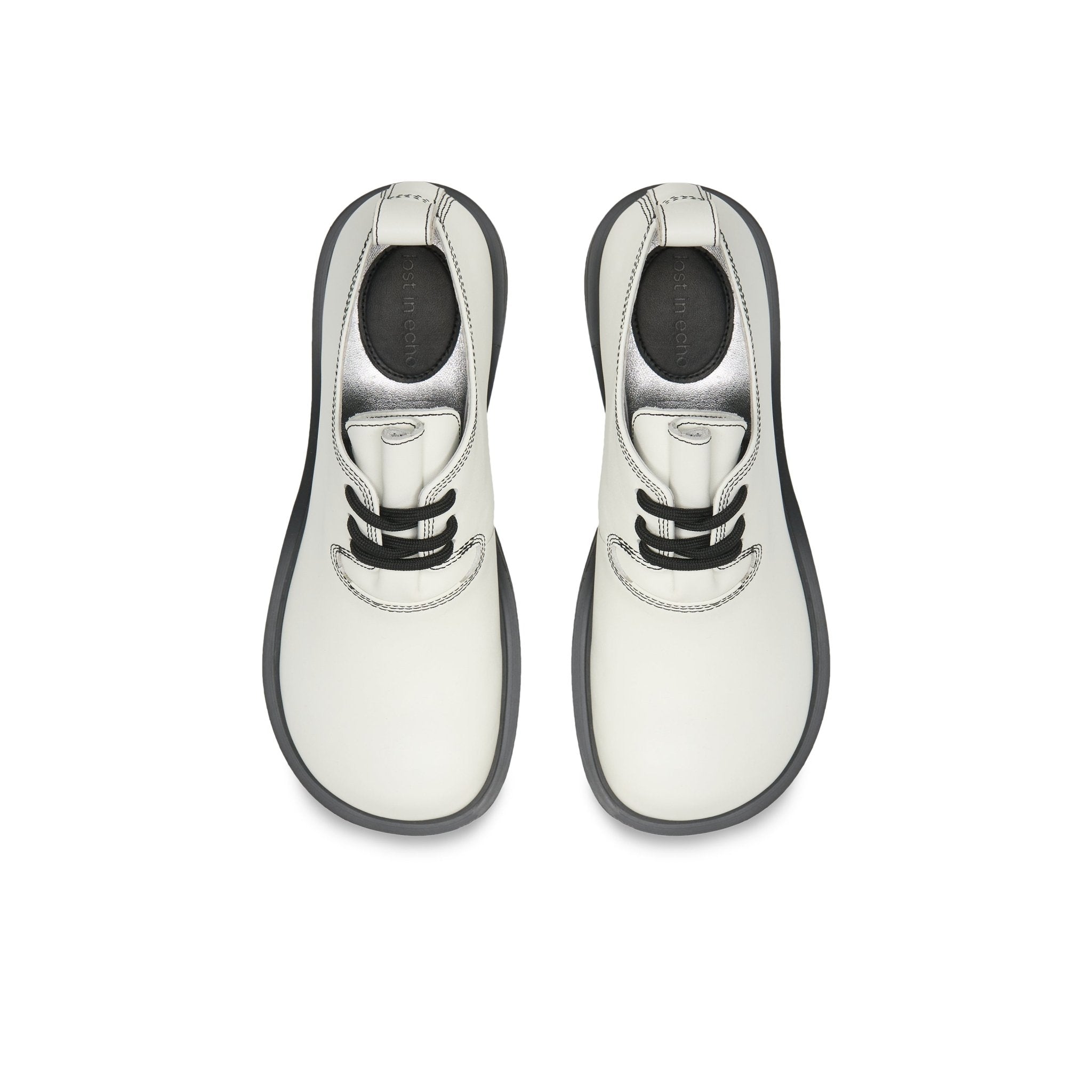 LOST IN ECHO Round Toe Building Blocks With Platform Derbies In White | MADAX